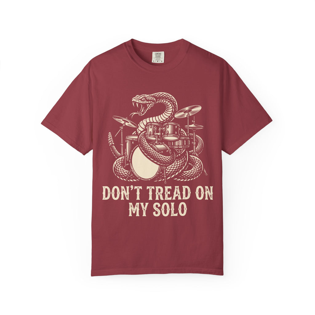 Drummer T-Shirt — "Don't Tread On My Solo" Vintage Snake Drum Graphic