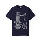 Electric Bass Sketch T-Shirt — Minimalist Guitar Outline Tee for Musicians & Fans