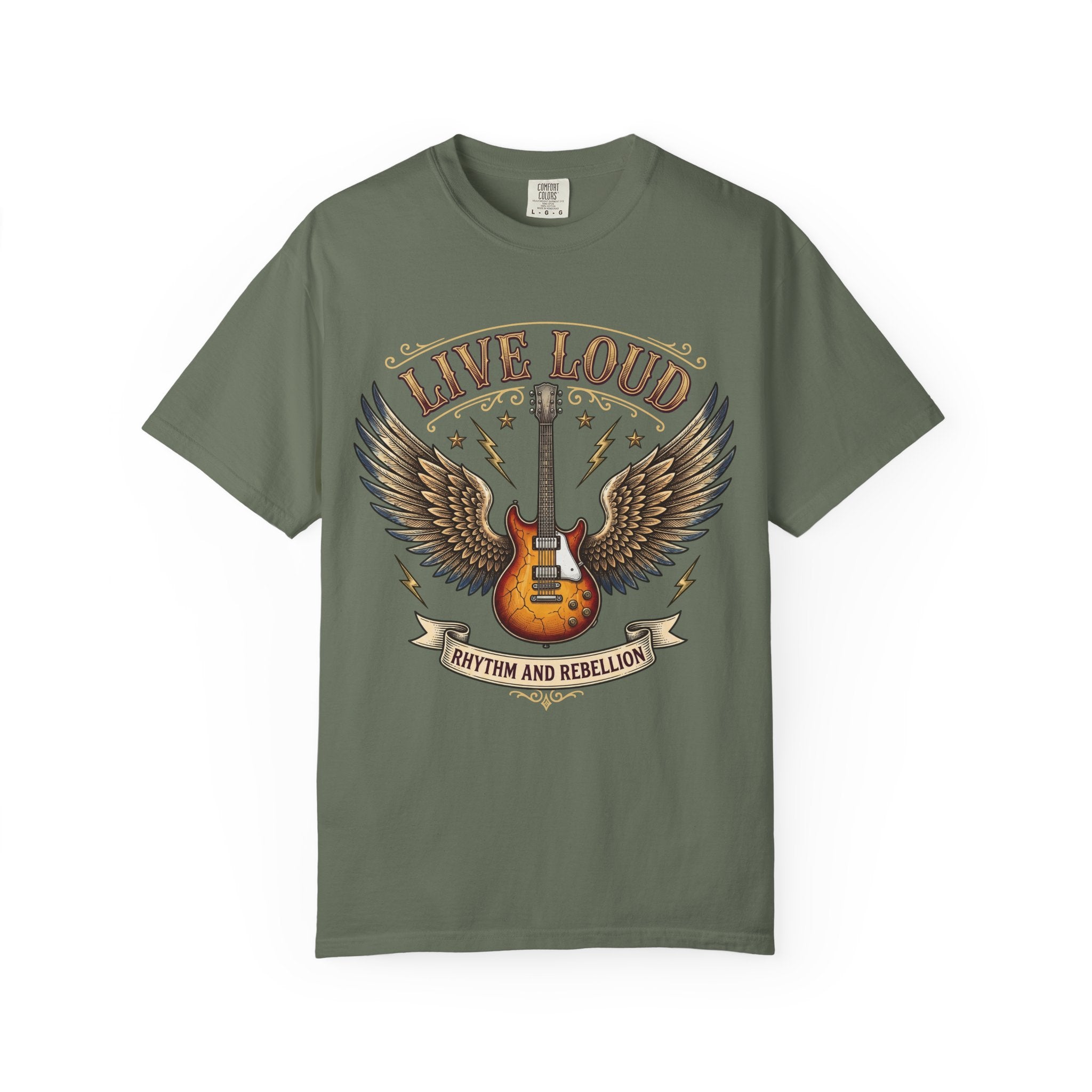 Live Loud Guitar T‑Shirt — Rhythm & Rebellion Rock Tee