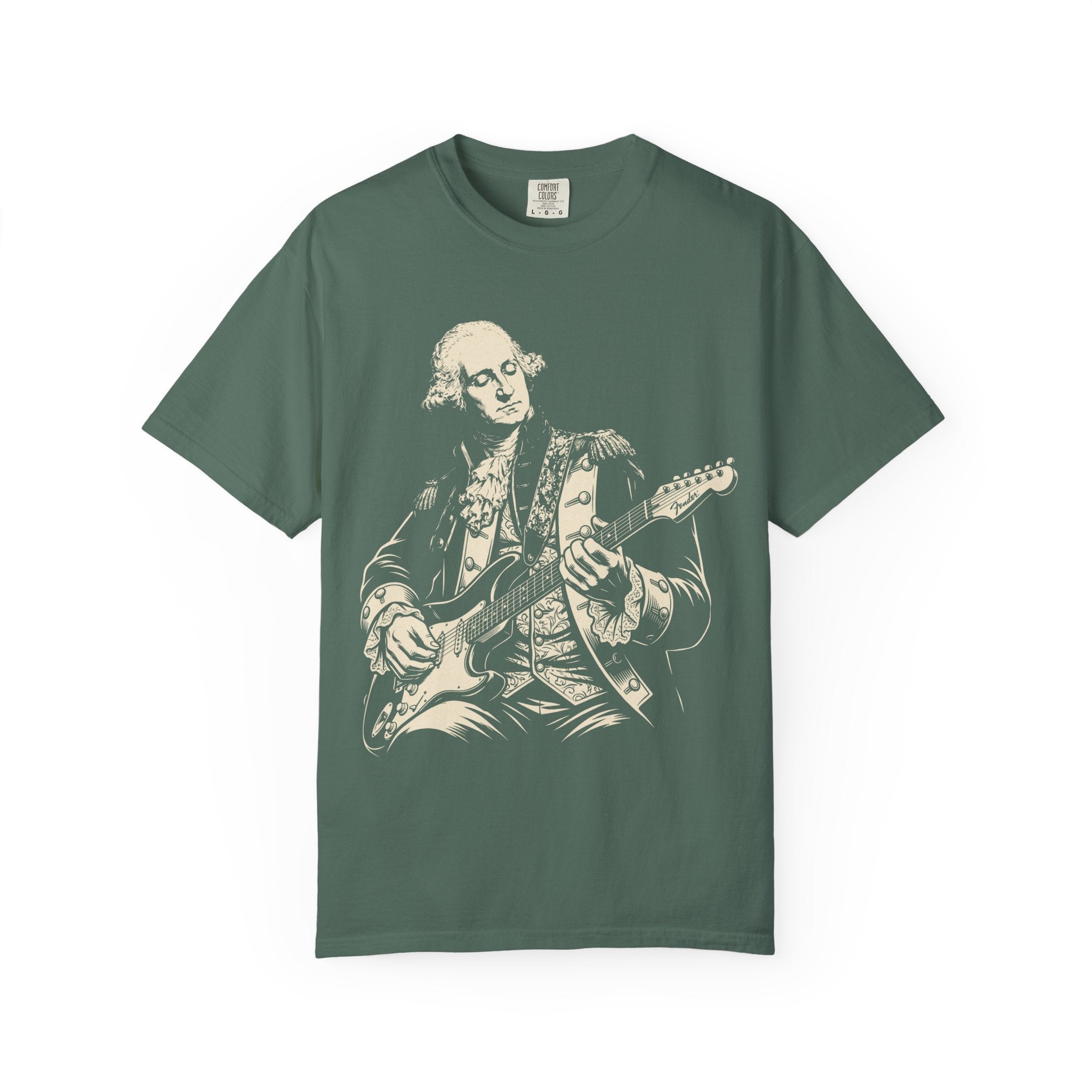 George Washington Playing Electric Guitar T-Shirt — Vintage Patriotic Rock Tee