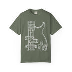 Electric Bass Sketch T-Shirt — Minimalist Guitar Outline Tee for Musicians & Fans