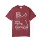 Electric Bass Sketch T-Shirt — Minimalist Guitar Outline Tee for Musicians & Fans