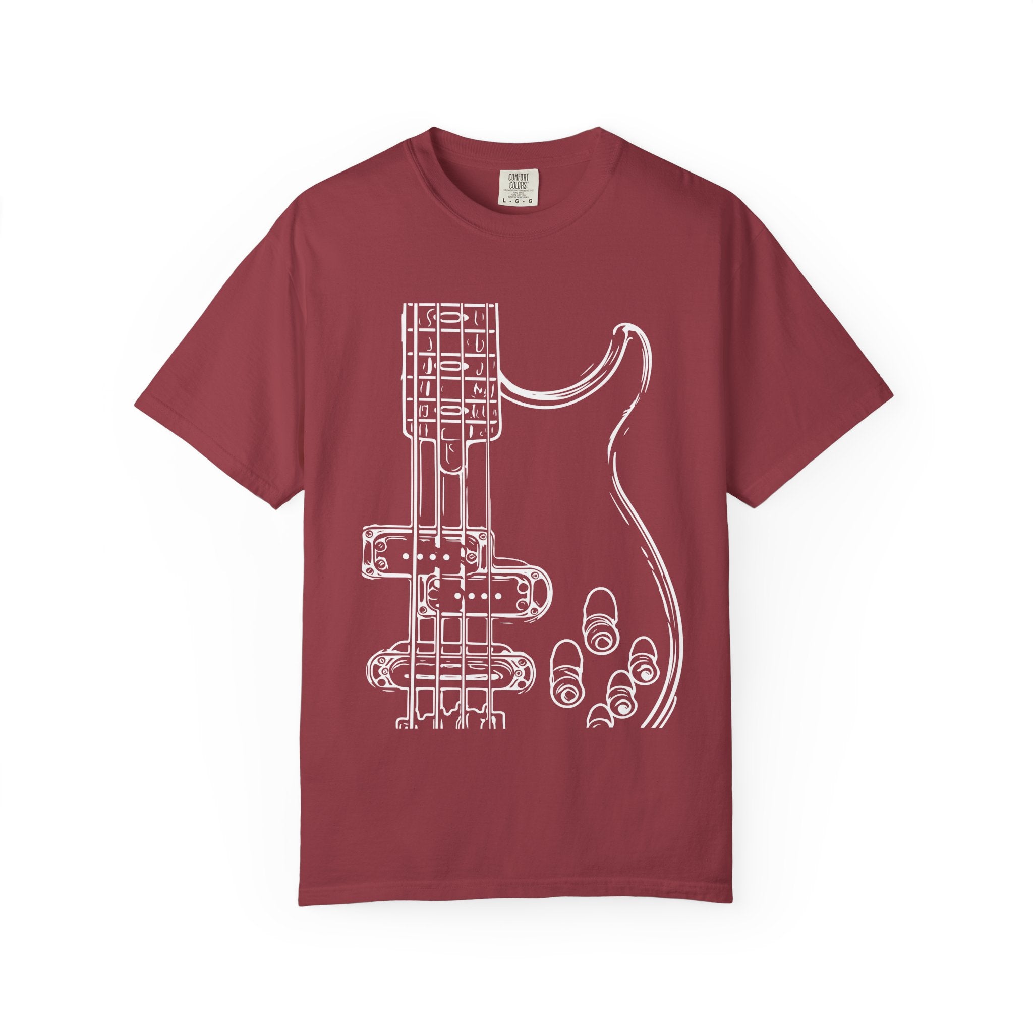 Electric Bass Sketch T-Shirt — Minimalist Guitar Outline Tee for Musicians & Fans