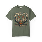 Live Loud Guitar T-Shirt — Rhythm & Rebellion Rock Tee