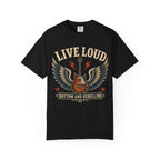 Live Loud Guitar T-Shirt — Rhythm & Rebellion Rock Tee