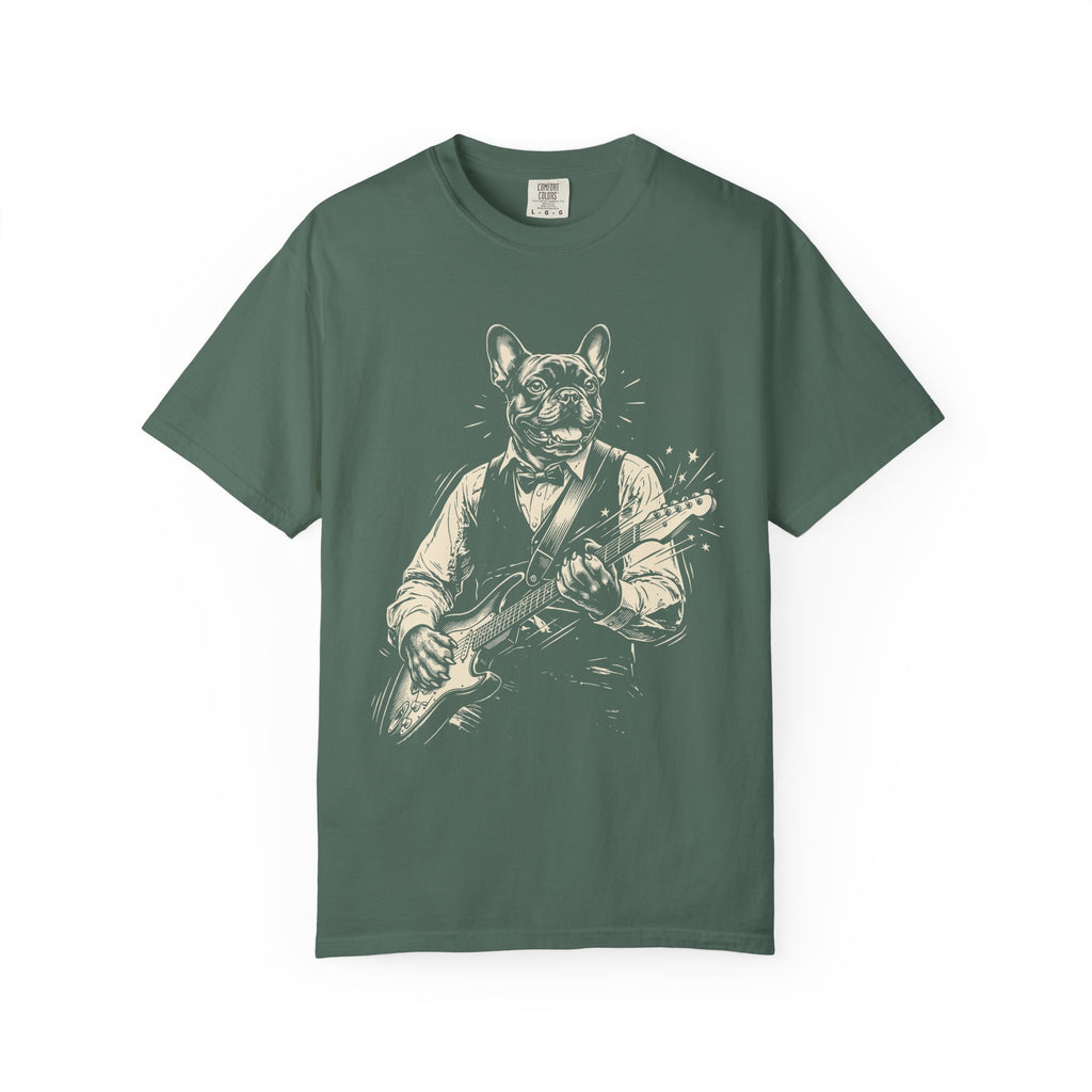 Guitar-Playing French Bulldog T-Shirt – Vintage Rock Music Tee