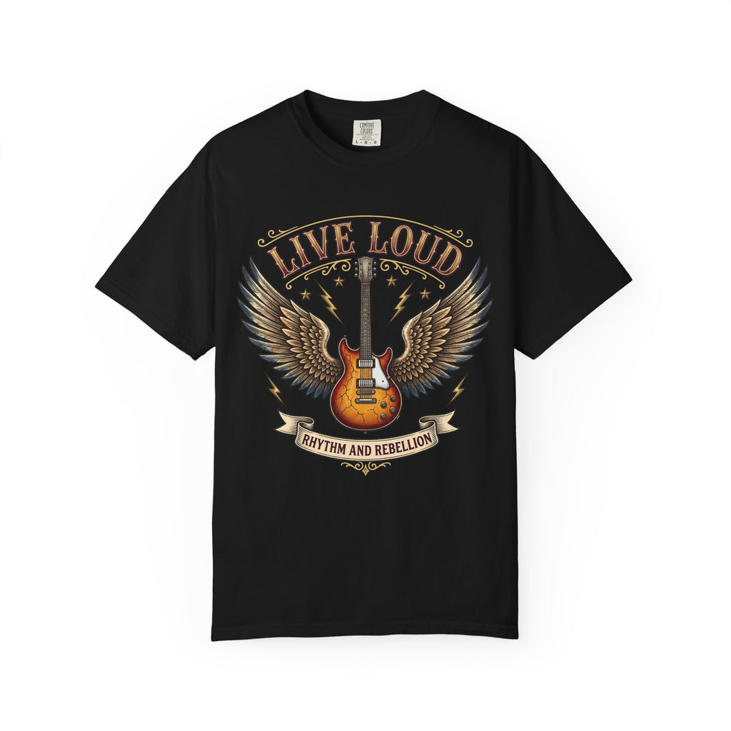 Live Loud Guitar T‑Shirt — Rhythm & Rebellion Rock Tee