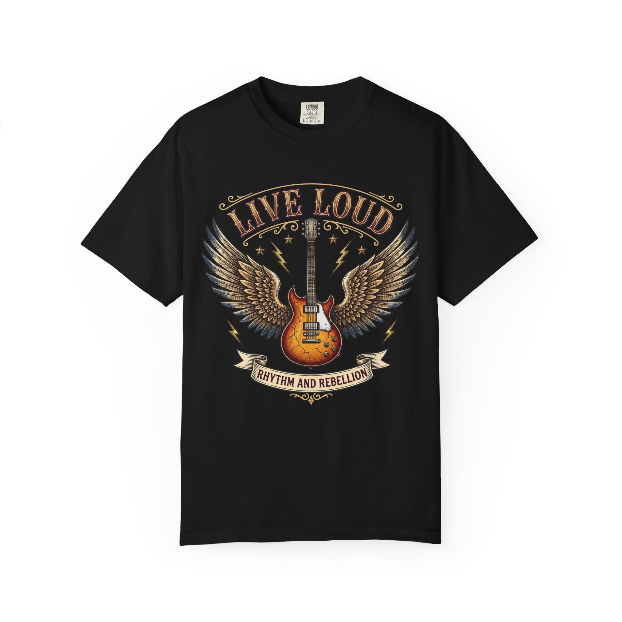 Live Loud Guitar T‑Shirt — Rhythm & Rebellion Rock Tee