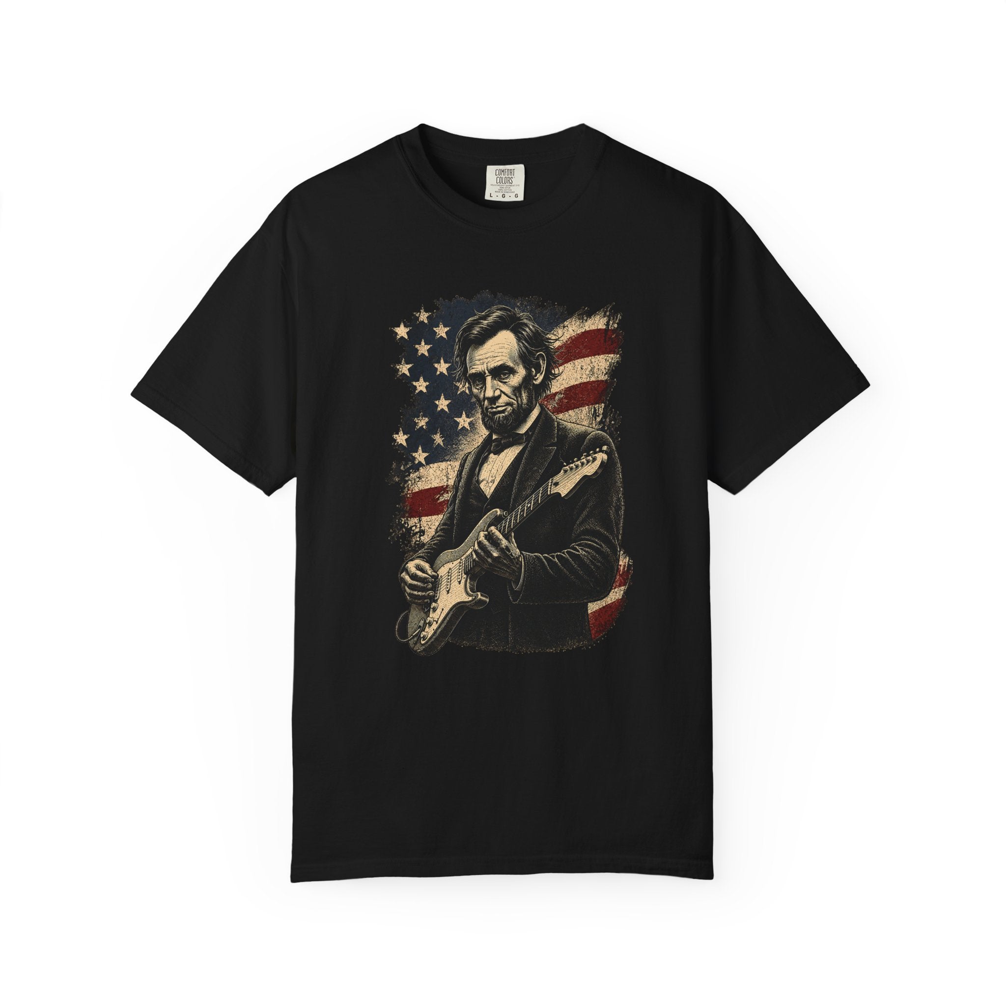 Vintage Abe Lincoln Guitar Tee — Patriotic Americana T-Shirt