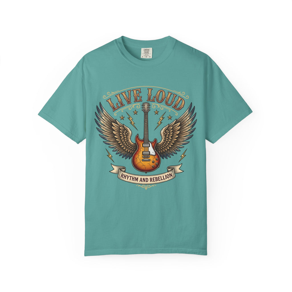 Live Loud Guitar T‑Shirt — Rhythm & Rebellion Rock Tee