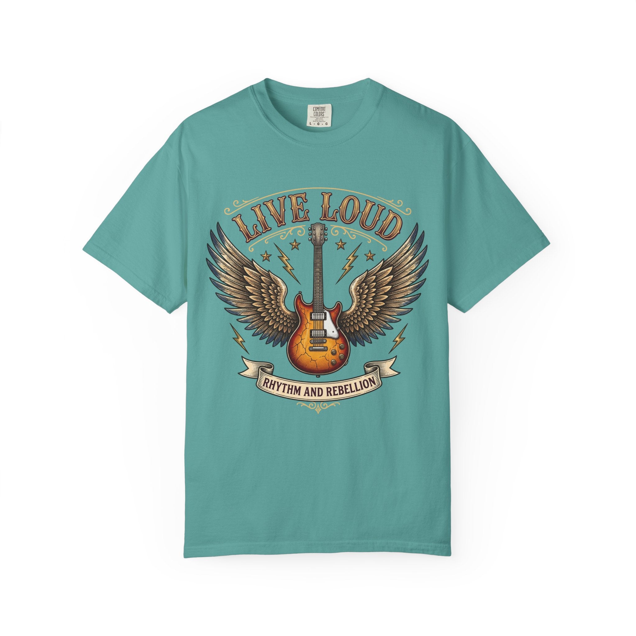Live Loud Guitar T‑Shirt — Rhythm & Rebellion Rock Tee