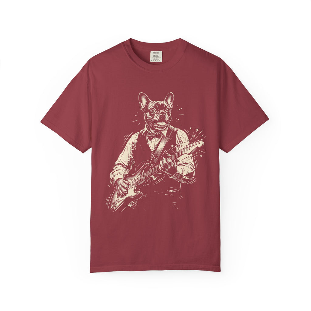 Guitar-Playing French Bulldog T-Shirt – Vintage Rock Music Tee