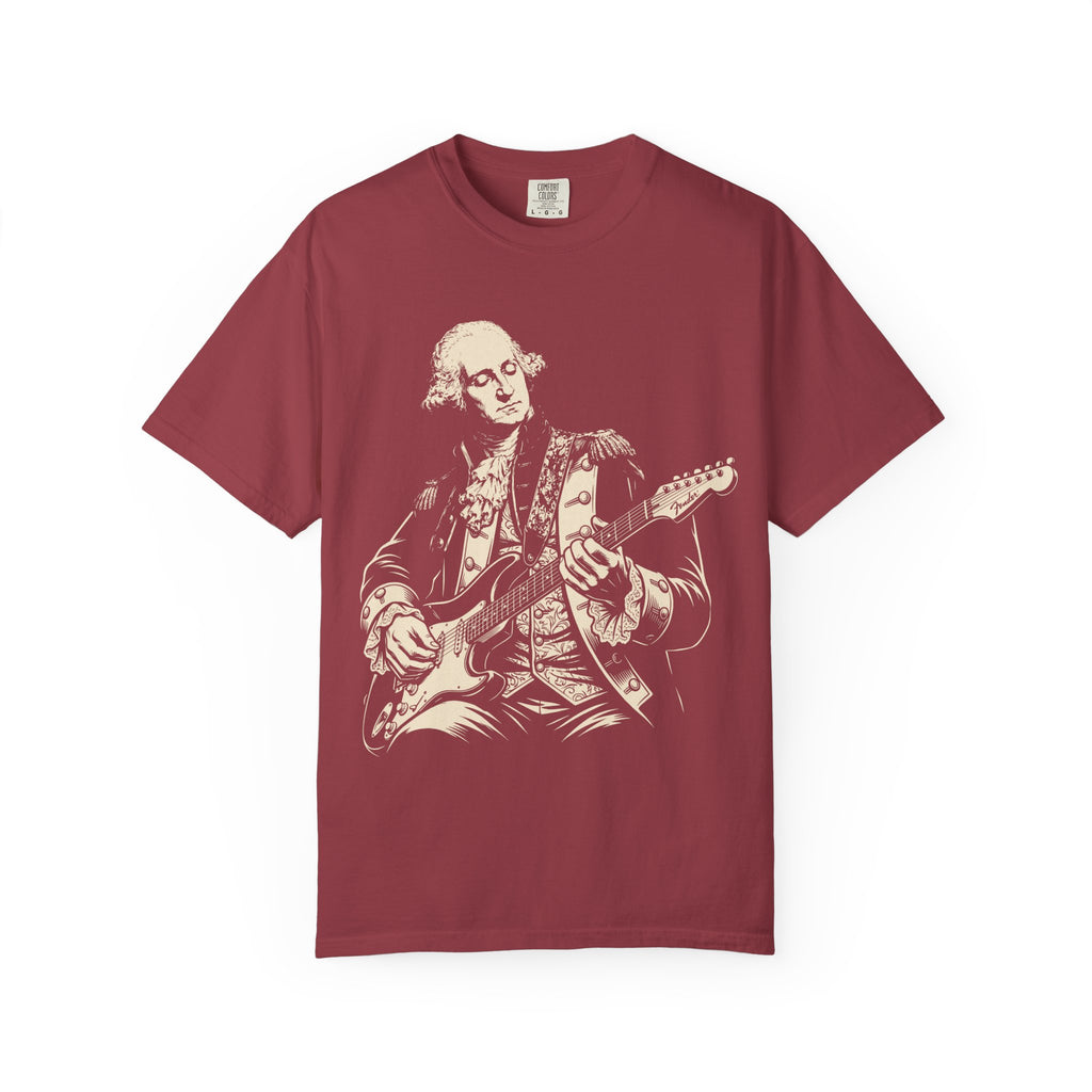 George Washington Playing Electric Guitar T-Shirt — Vintage Patriotic Rock Tee
