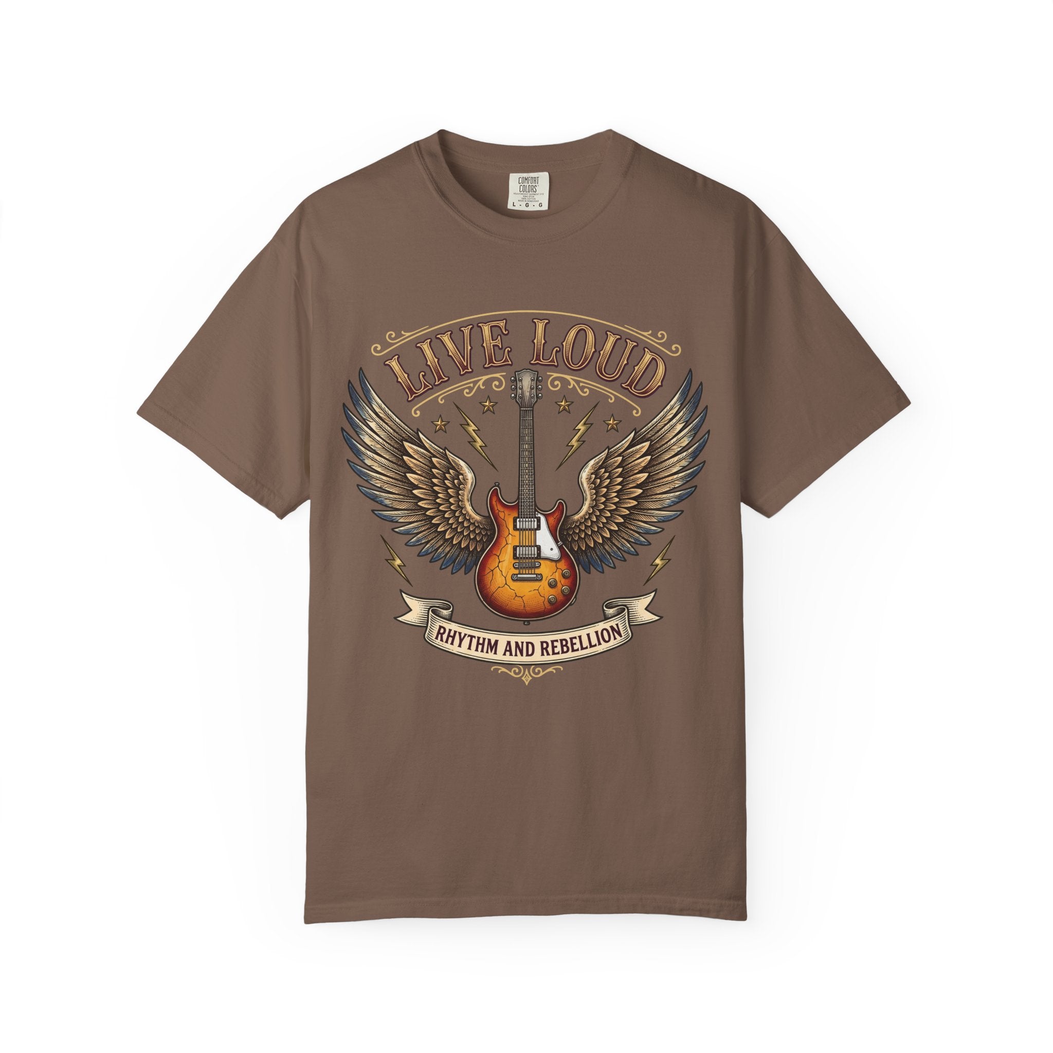 Live Loud Guitar T‑Shirt — Rhythm & Rebellion Rock Tee
