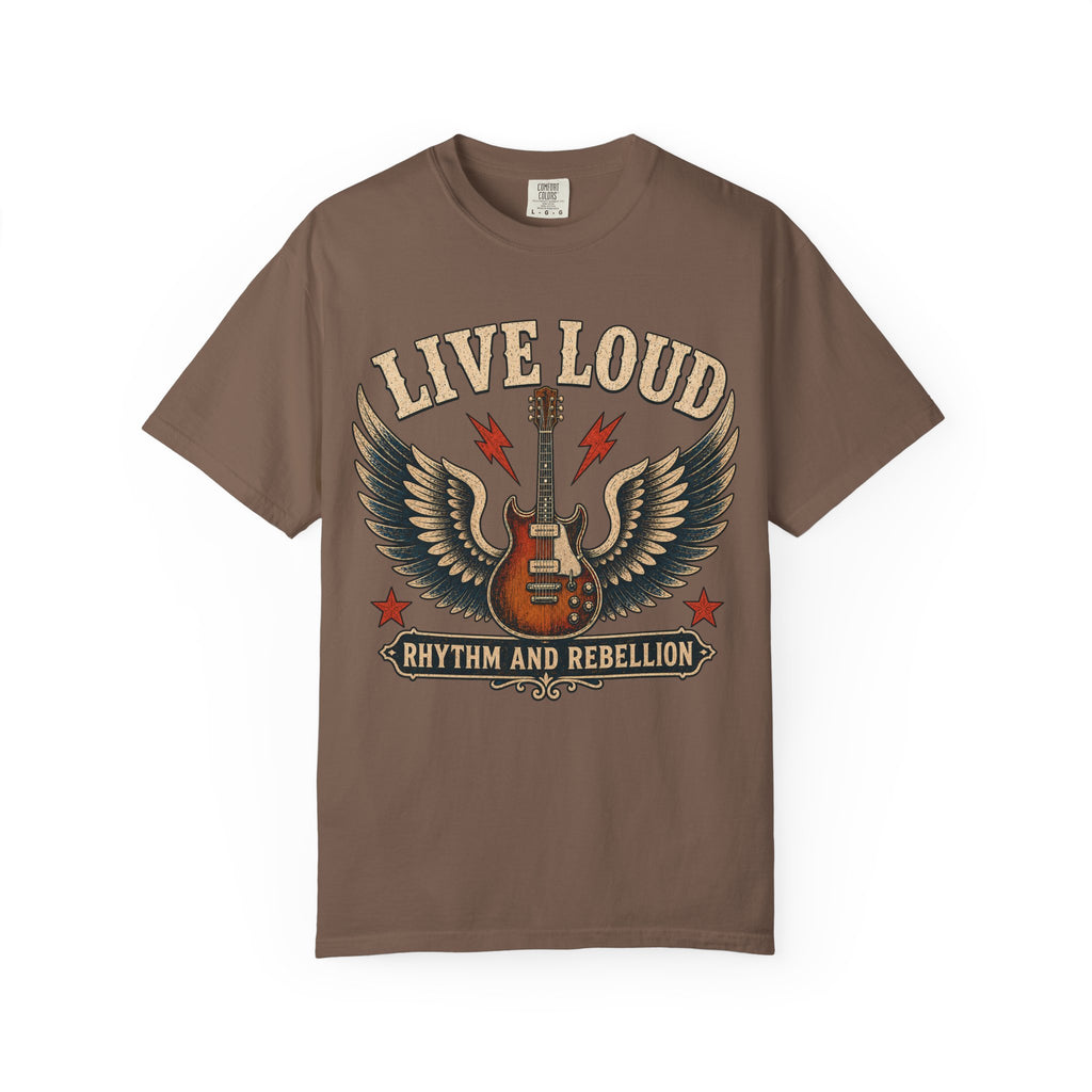 Live Loud Guitar T-Shirt — Rhythm & Rebellion Rock Tee