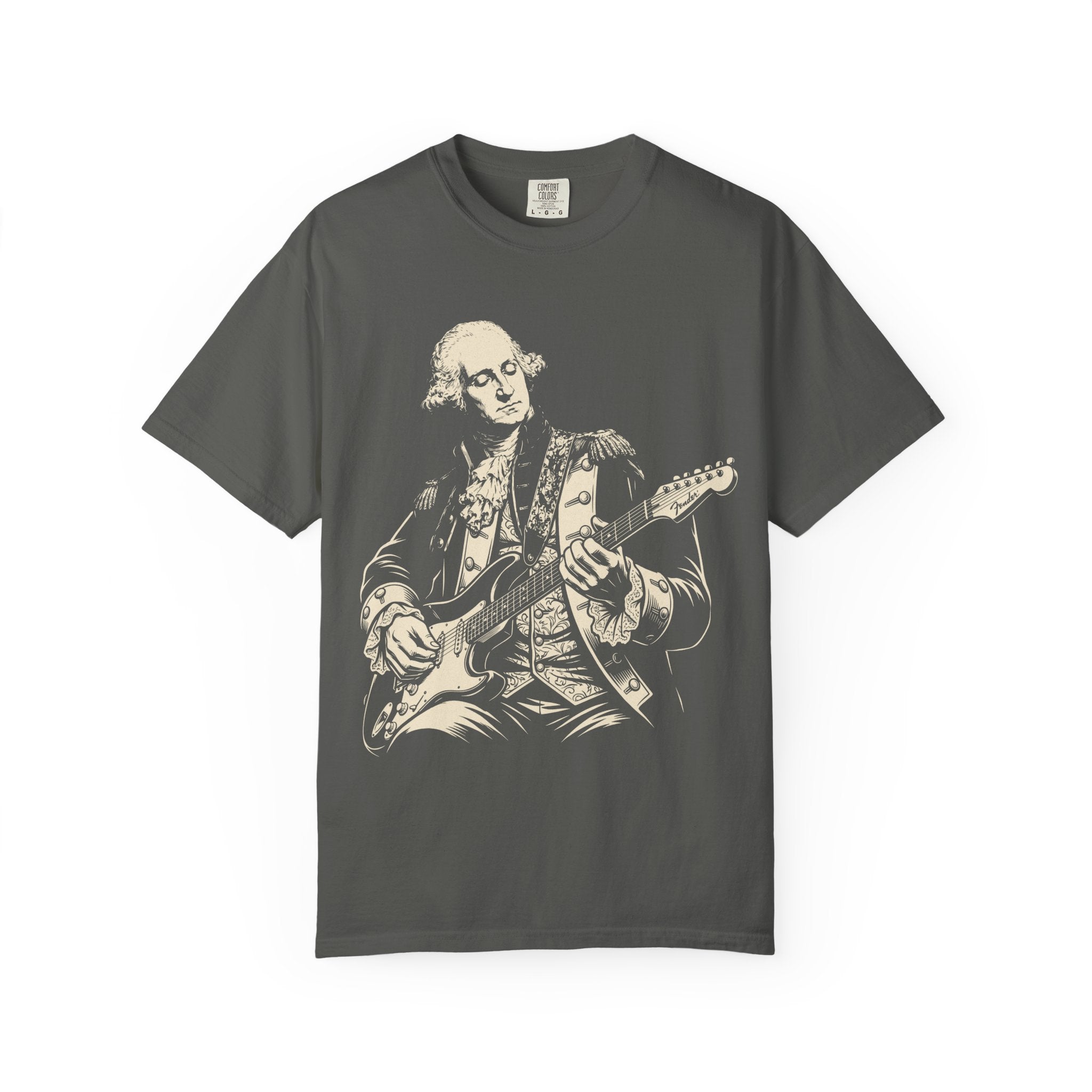 George Washington Playing Electric Guitar T-Shirt — Vintage Patriotic Rock Tee