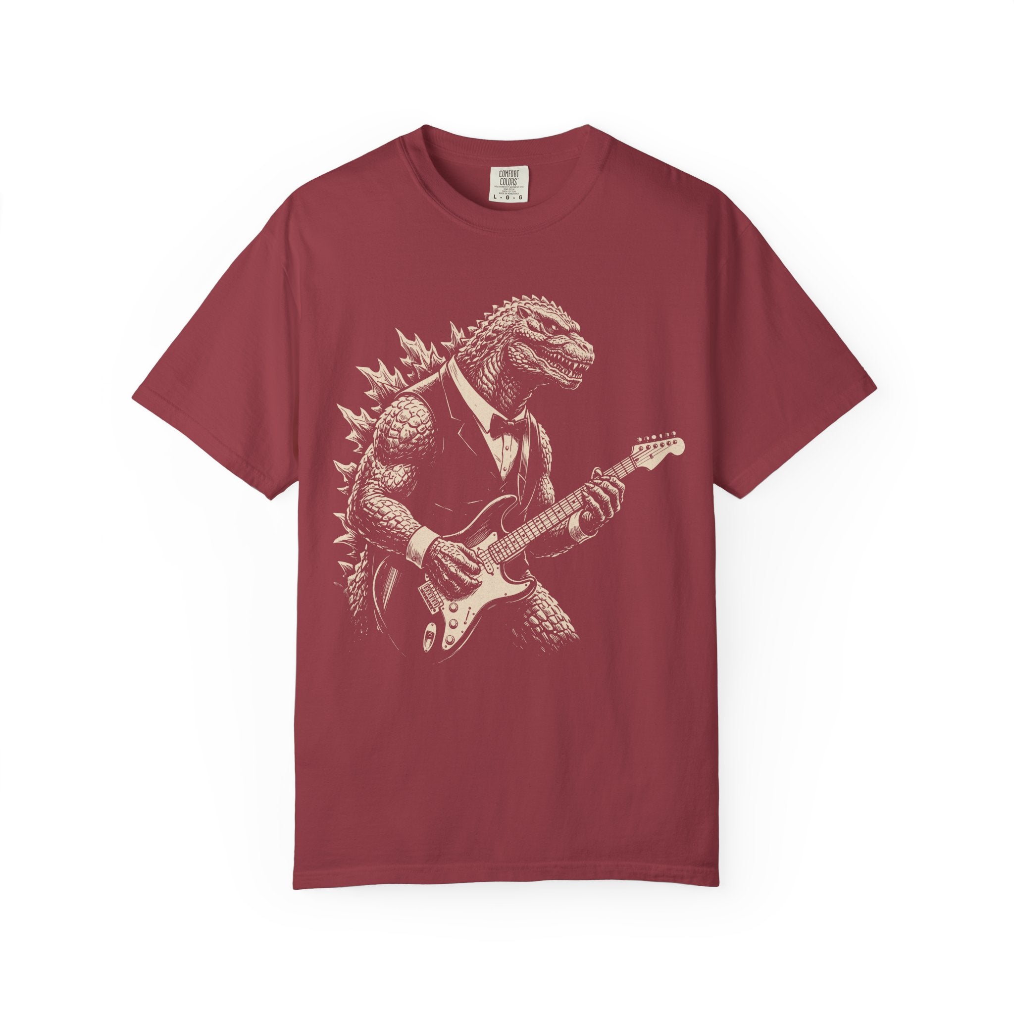Godzilla Guitar Player T-Shirt — Vintage Rock Dinosaur Tee