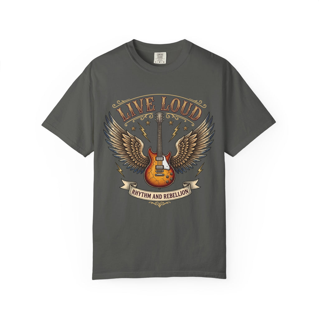 Live Loud Guitar T‑Shirt — Rhythm & Rebellion Rock Tee