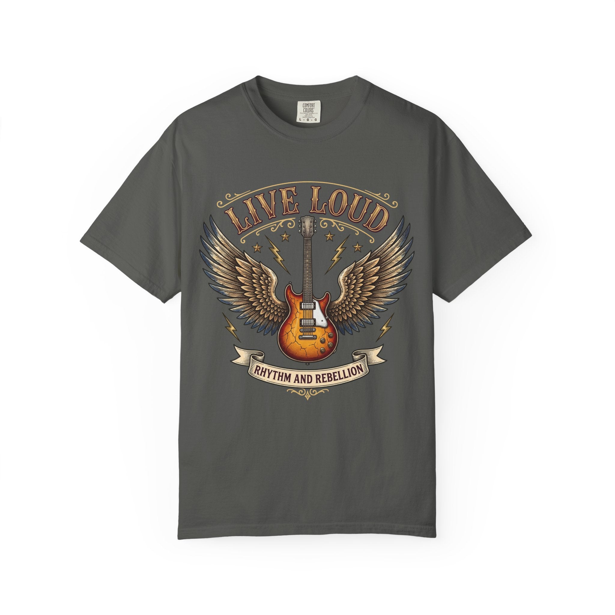 Live Loud Guitar T‑Shirt — Rhythm & Rebellion Rock Tee