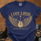 Live Loud Guitar with Wings Vintage Band Tee
