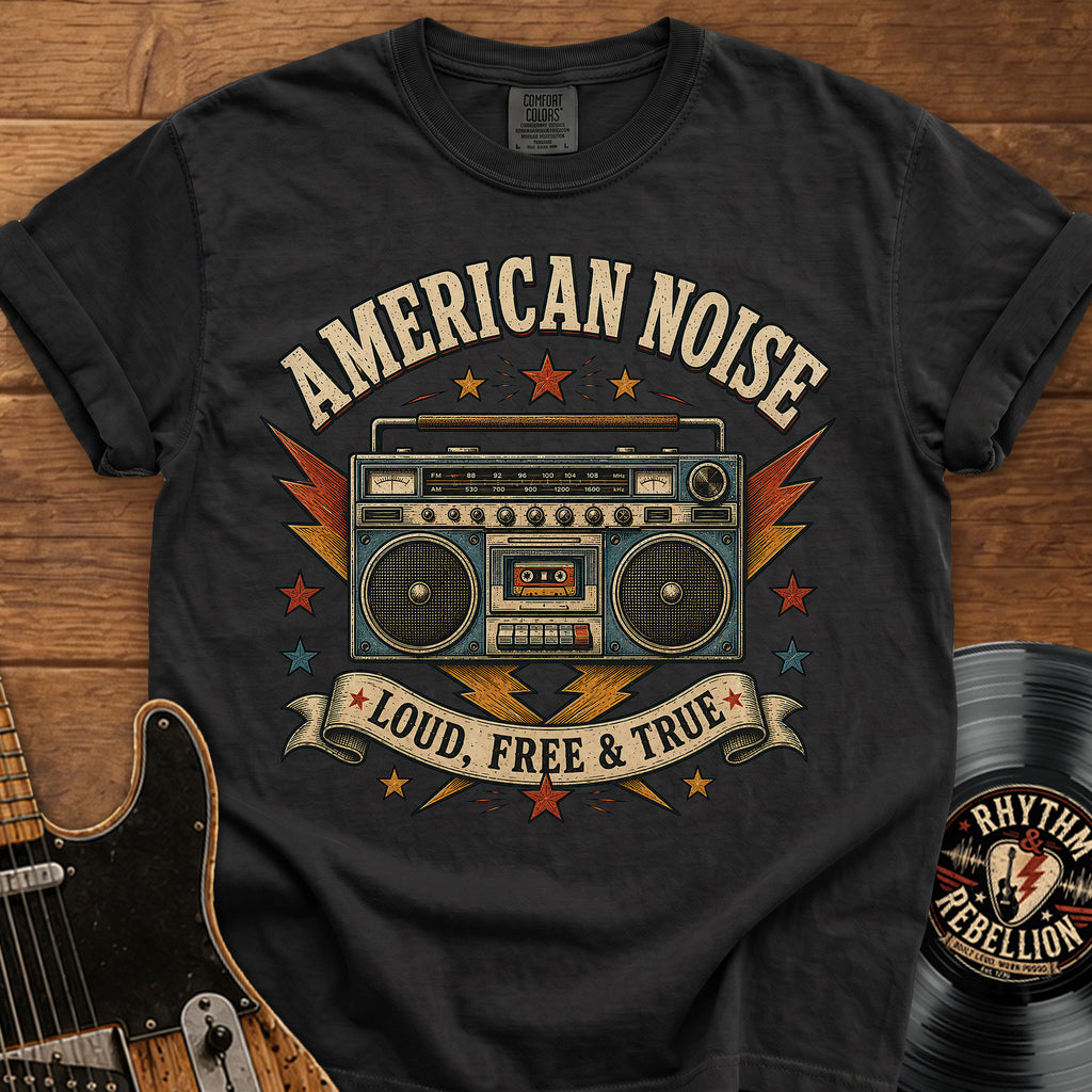 American Noise Boombox T-Shirt — Loud, Free & True Vintage Graphic Tee