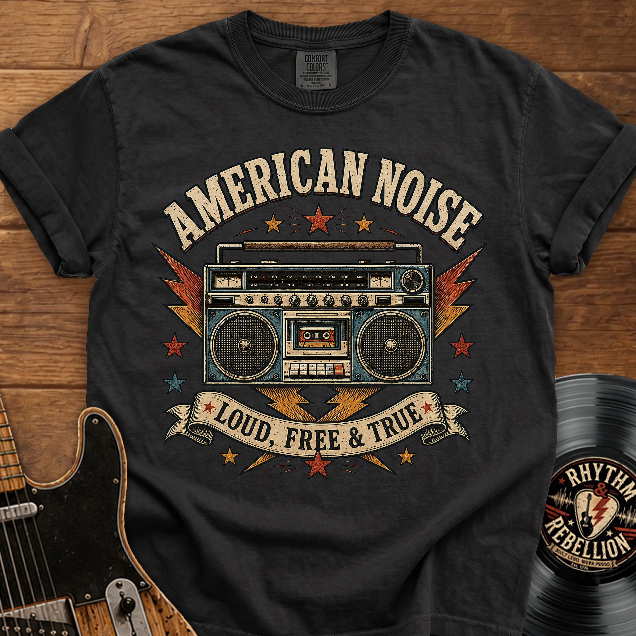 American Noise Boombox T-Shirt — Loud, Free & True Vintage Graphic Tee