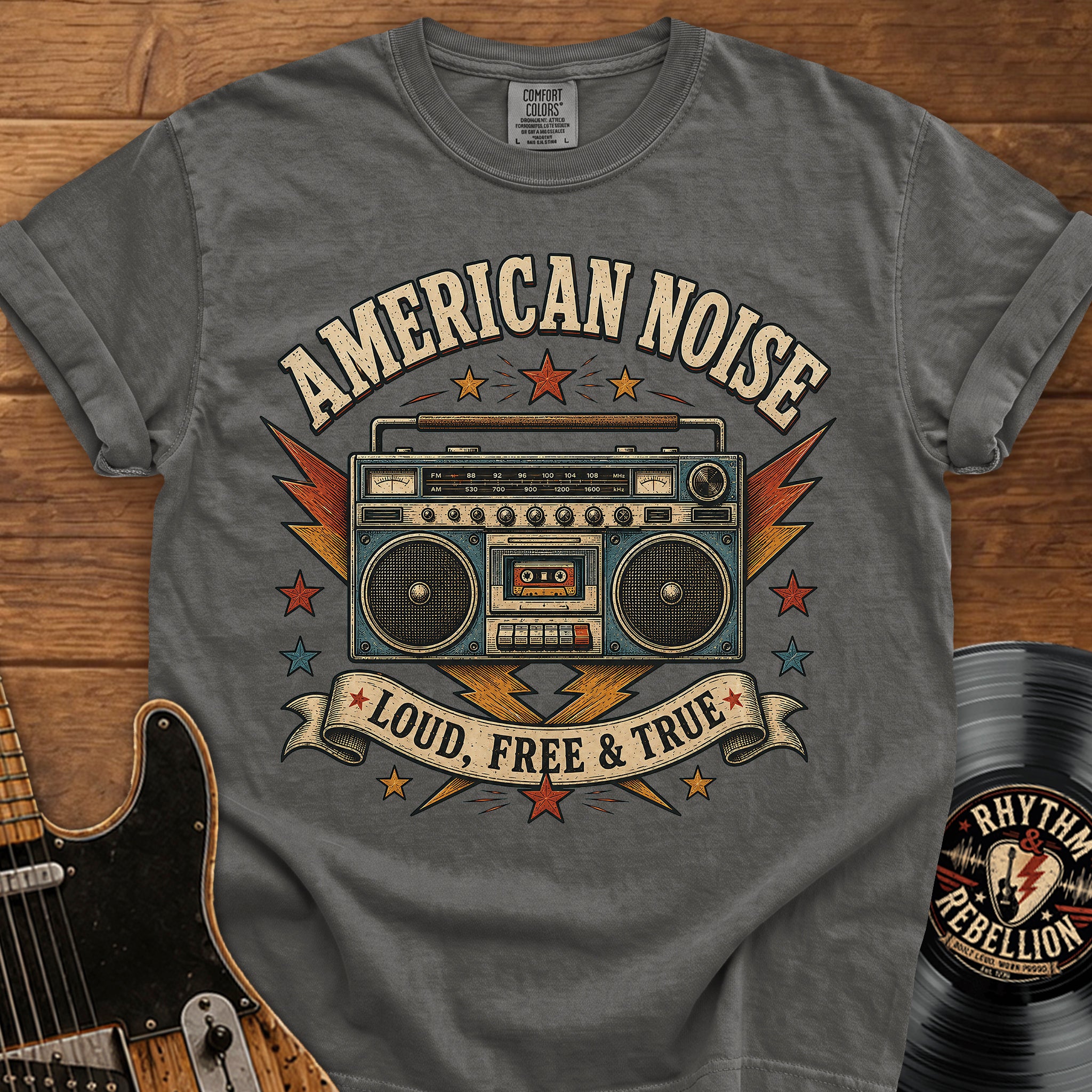 American Noise Boombox T-Shirt — Loud, Free & True Vintage Graphic Tee