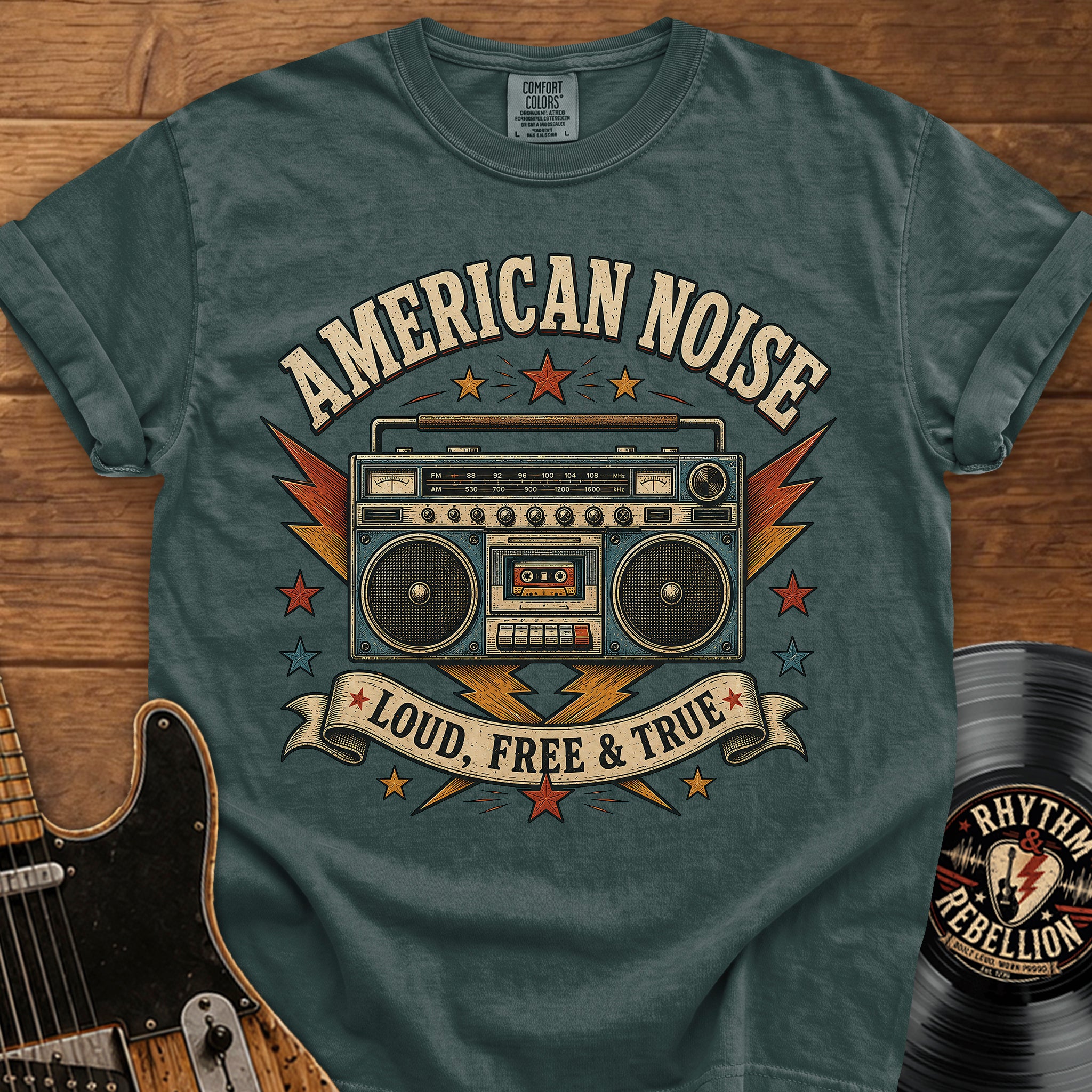 American Noise Boombox T-Shirt — Loud, Free & True Vintage Graphic Tee