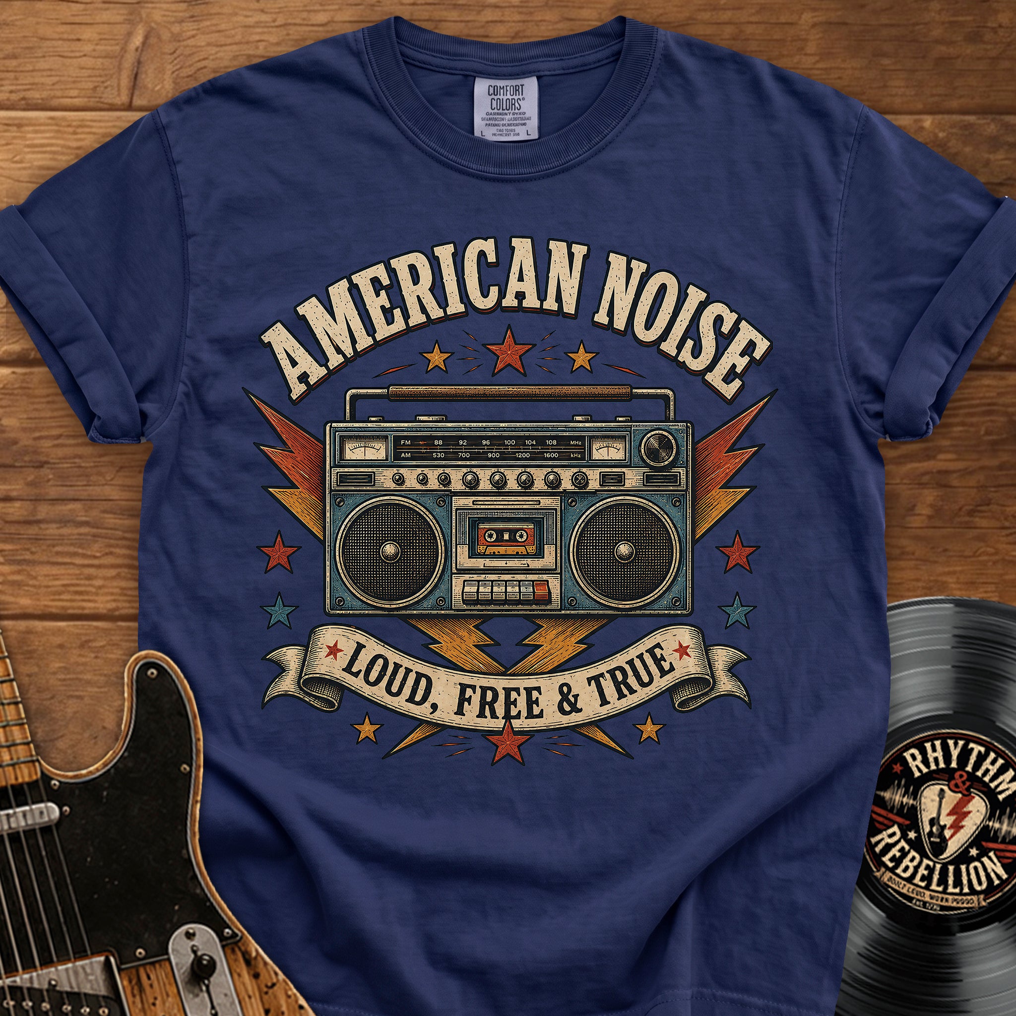 American Noise Boombox T-Shirt — Loud, Free & True Vintage Graphic Tee