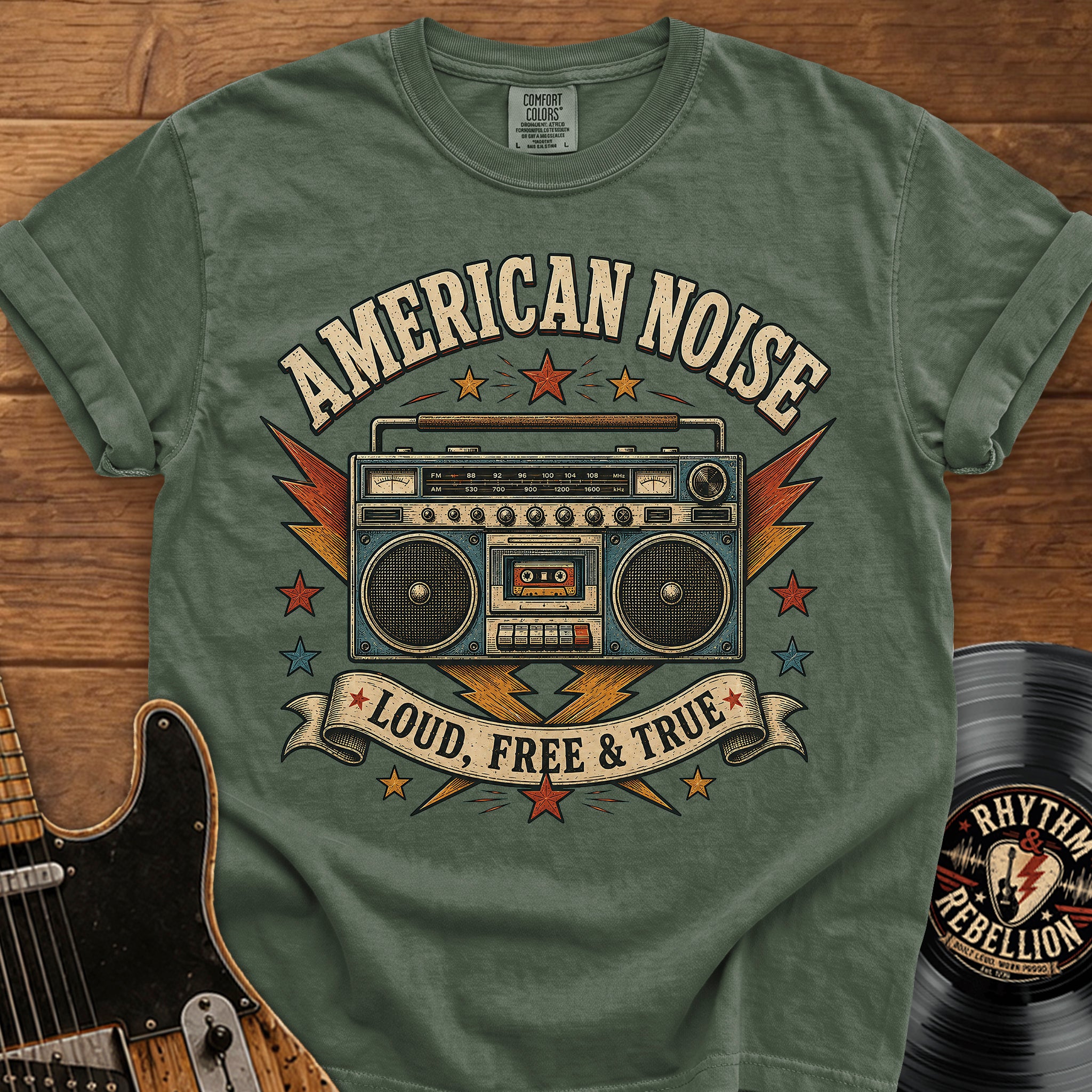 American Noise Boombox T-Shirt — Loud, Free & True Vintage Graphic Tee