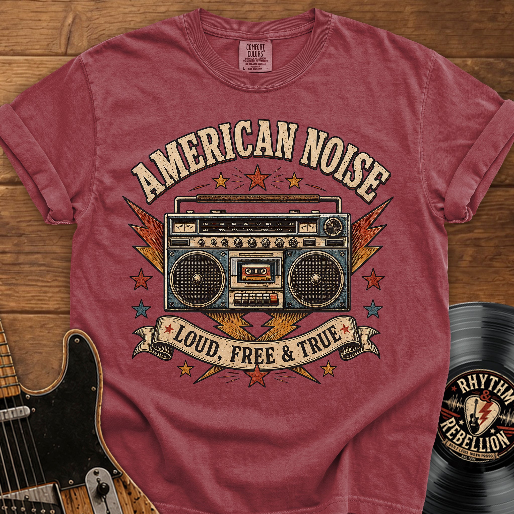 American Noise Boombox T-Shirt — Loud, Free & True Vintage Graphic Tee