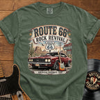 Route 66 Rock Revival T‑Shirt — Vintage Muscle Car American Highways Tee