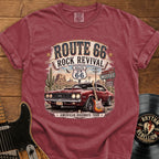 Route 66 Rock Revival T‑Shirt — Vintage Muscle Car American Highways Tee