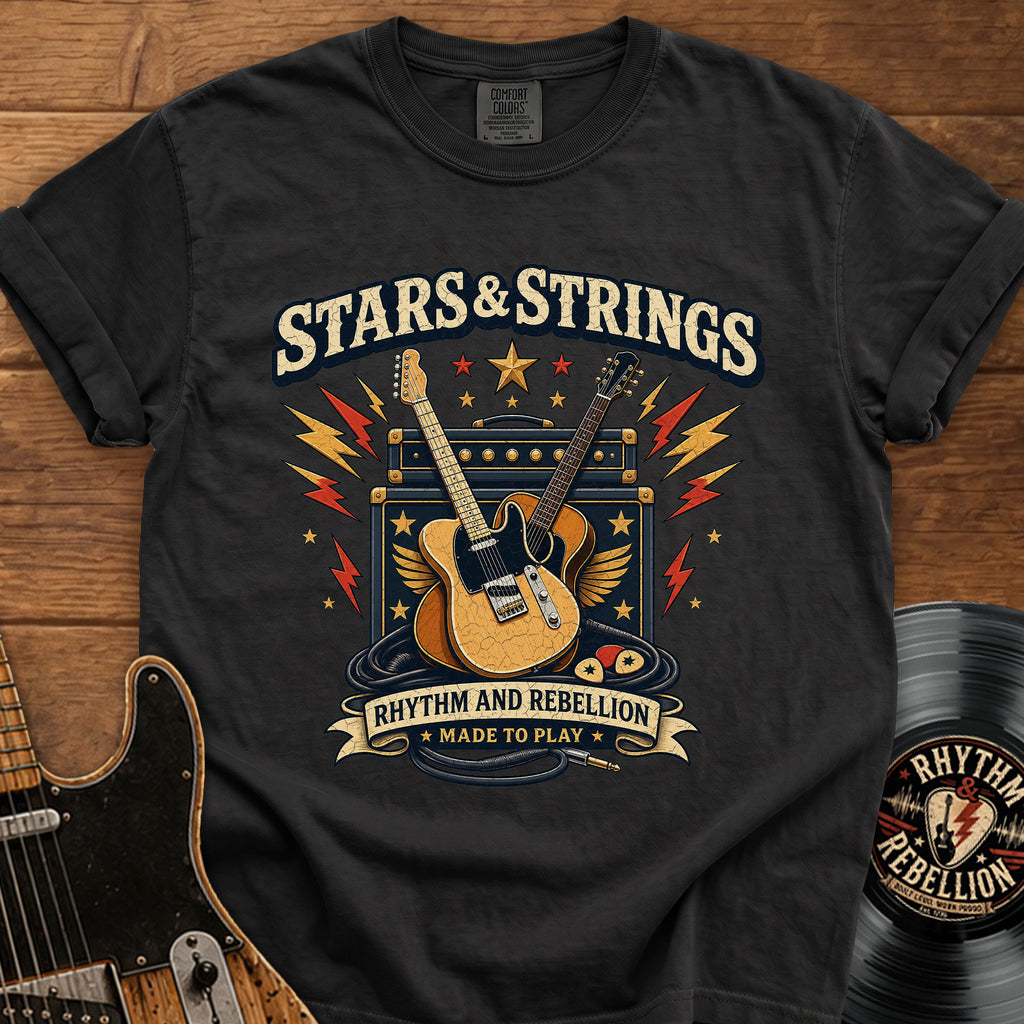 Stars & Strings Guitar T-Shirt — Rhythm and Rebellion Vintage Music Tee