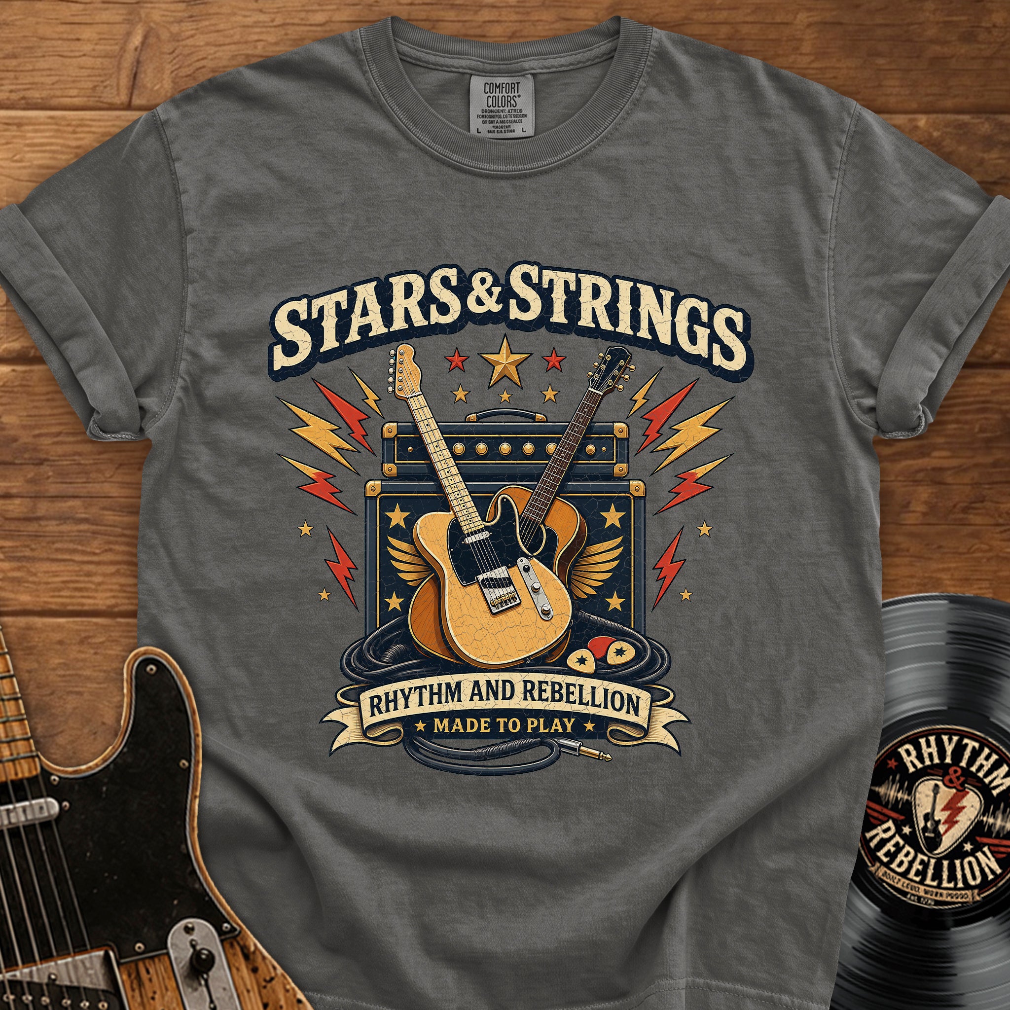 Stars & Strings Guitar T-Shirt — Rhythm and Rebellion Vintage Music Tee