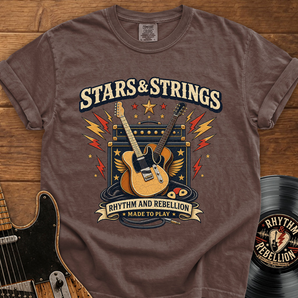Stars & Strings Guitar T-Shirt — Rhythm and Rebellion Vintage Music Tee