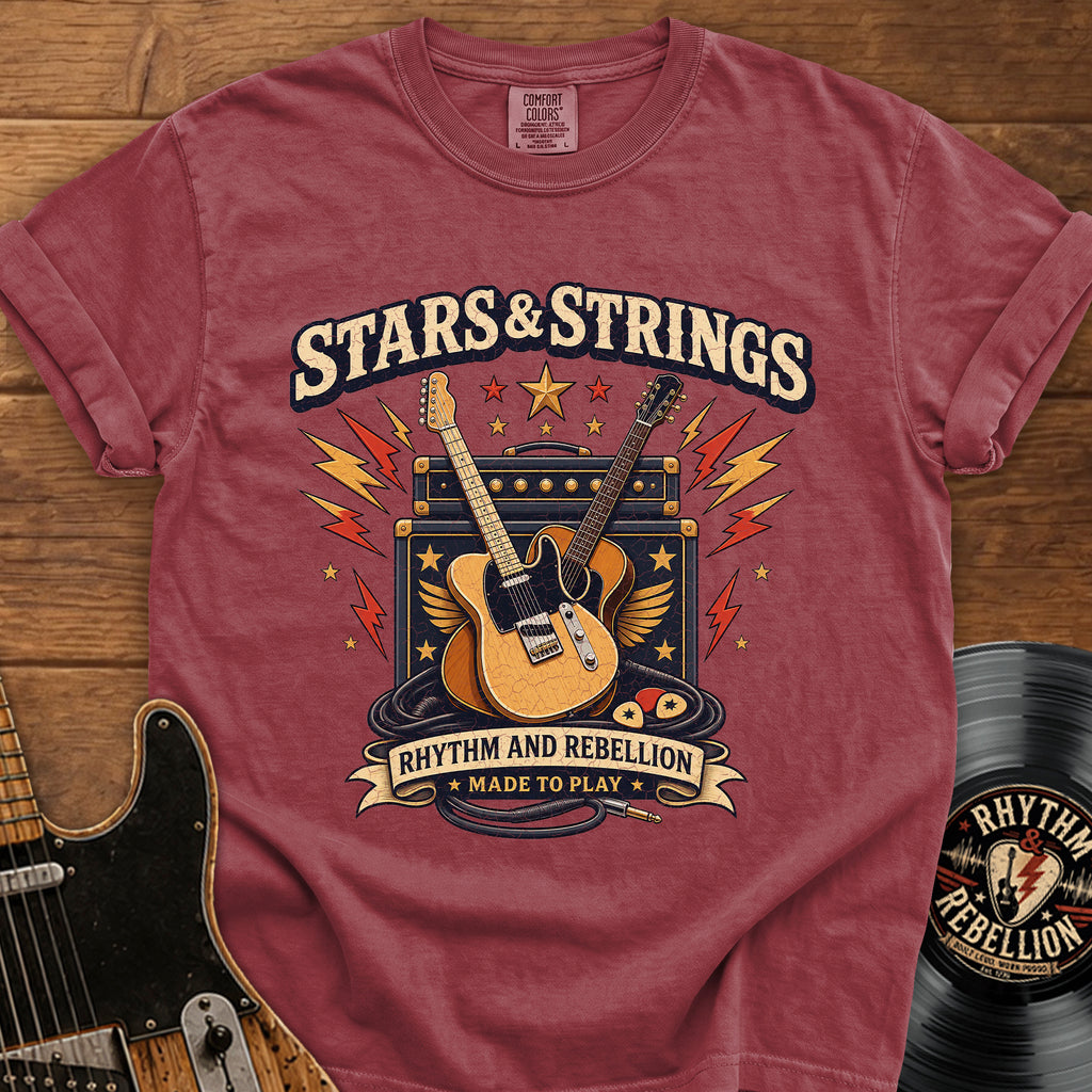 Stars & Strings Guitar T-Shirt — Rhythm and Rebellion Vintage Music Tee
