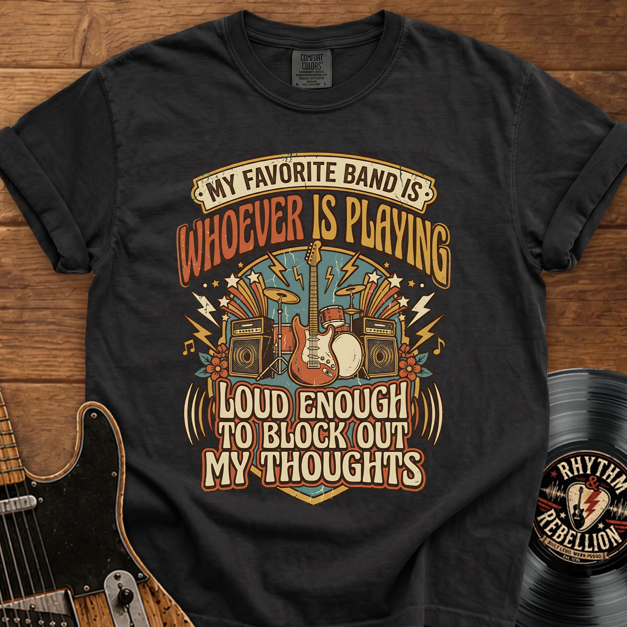 Rock Band T-Shirt — "My Favorite Band Is Whoever Is Playing" Vintage Concert Tee