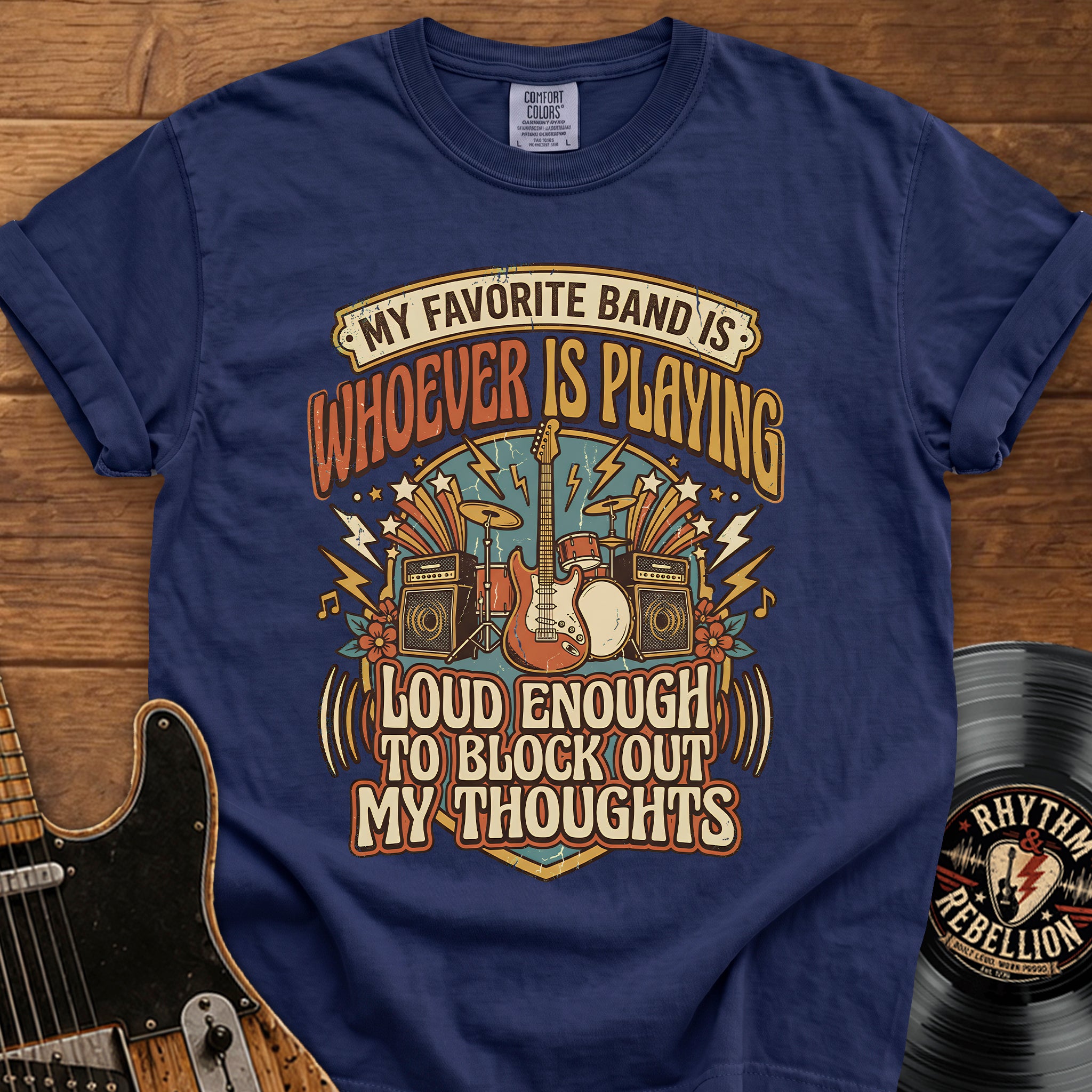 Rock Band T-Shirt — "My Favorite Band Is Whoever Is Playing" Vintage Concert Tee