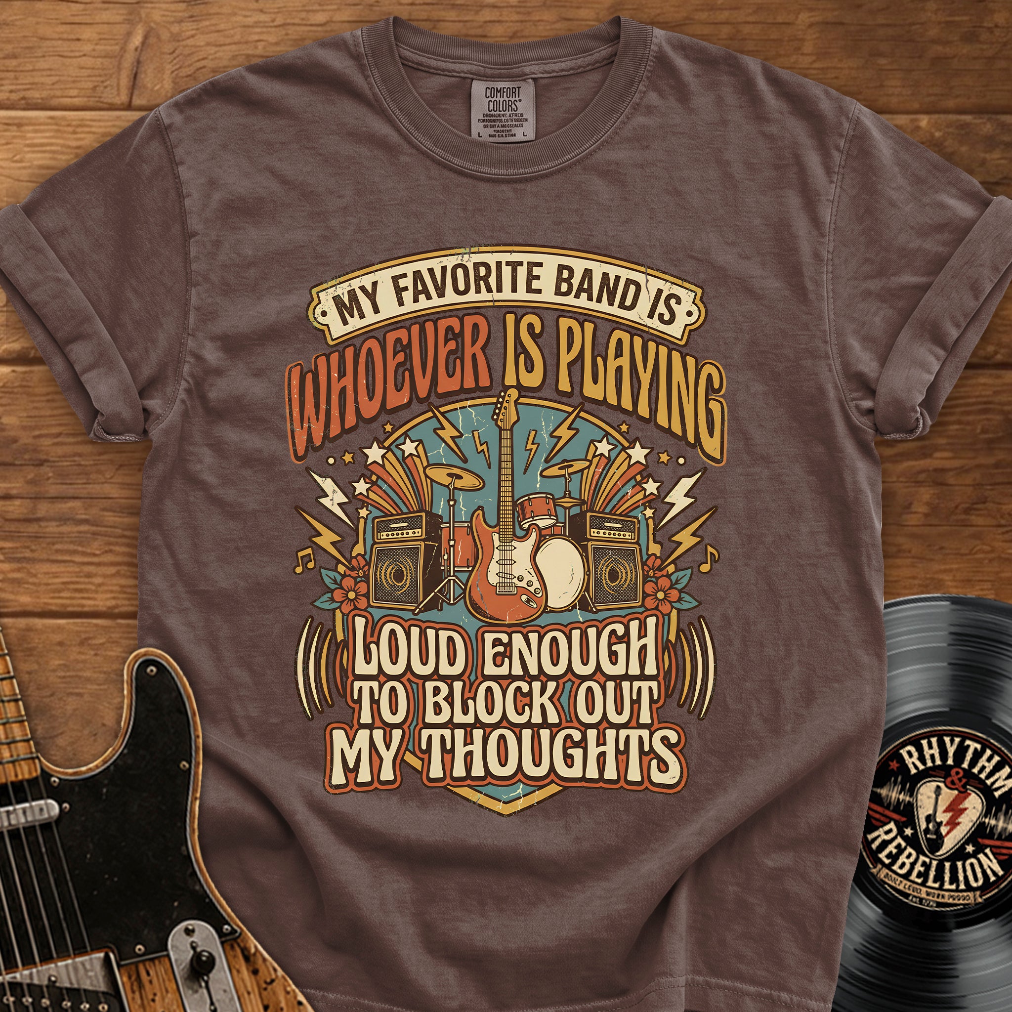 Rock Band T-Shirt — "My Favorite Band Is Whoever Is Playing" Vintage Concert Tee