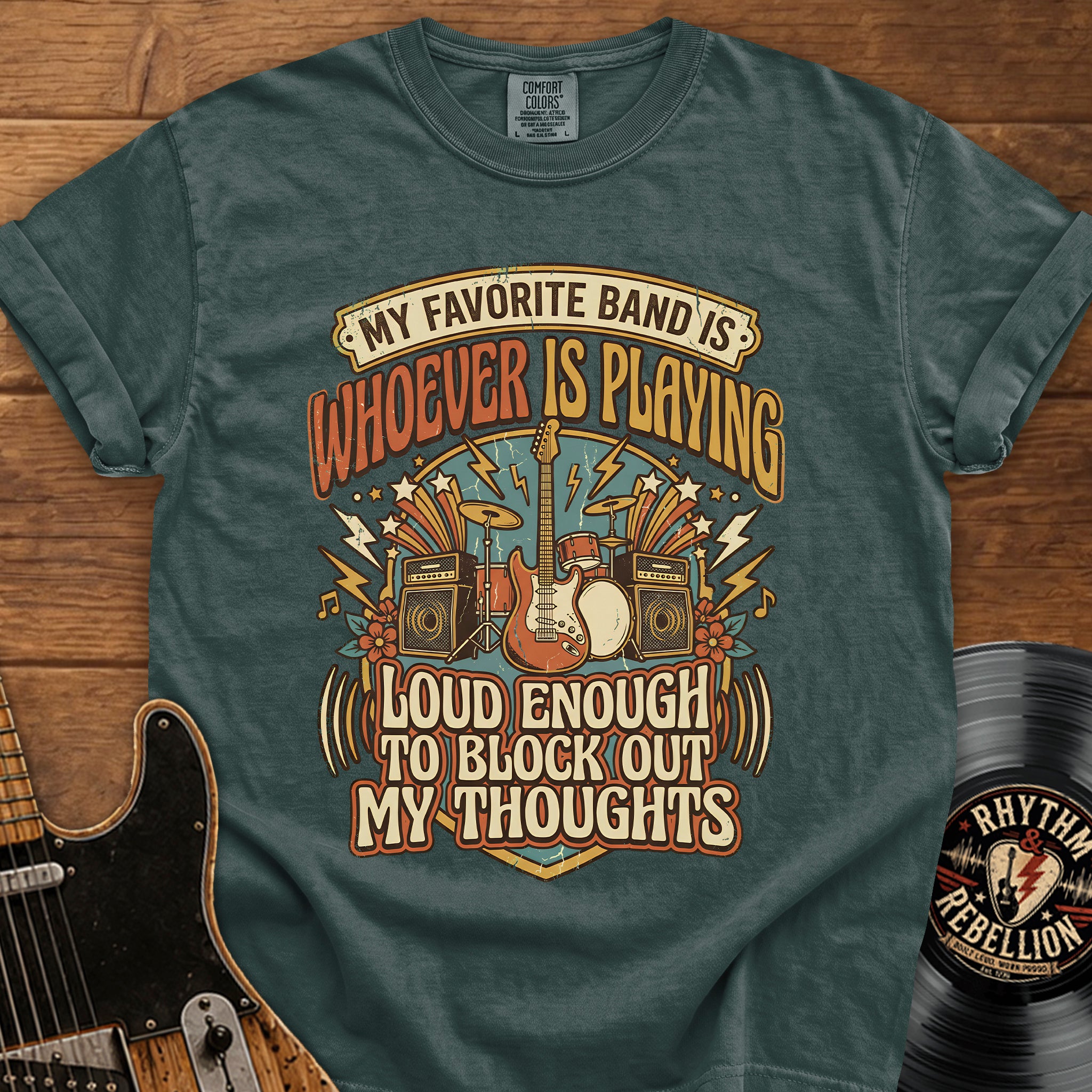 Rock Band T-Shirt — "My Favorite Band Is Whoever Is Playing" Vintage Concert Tee