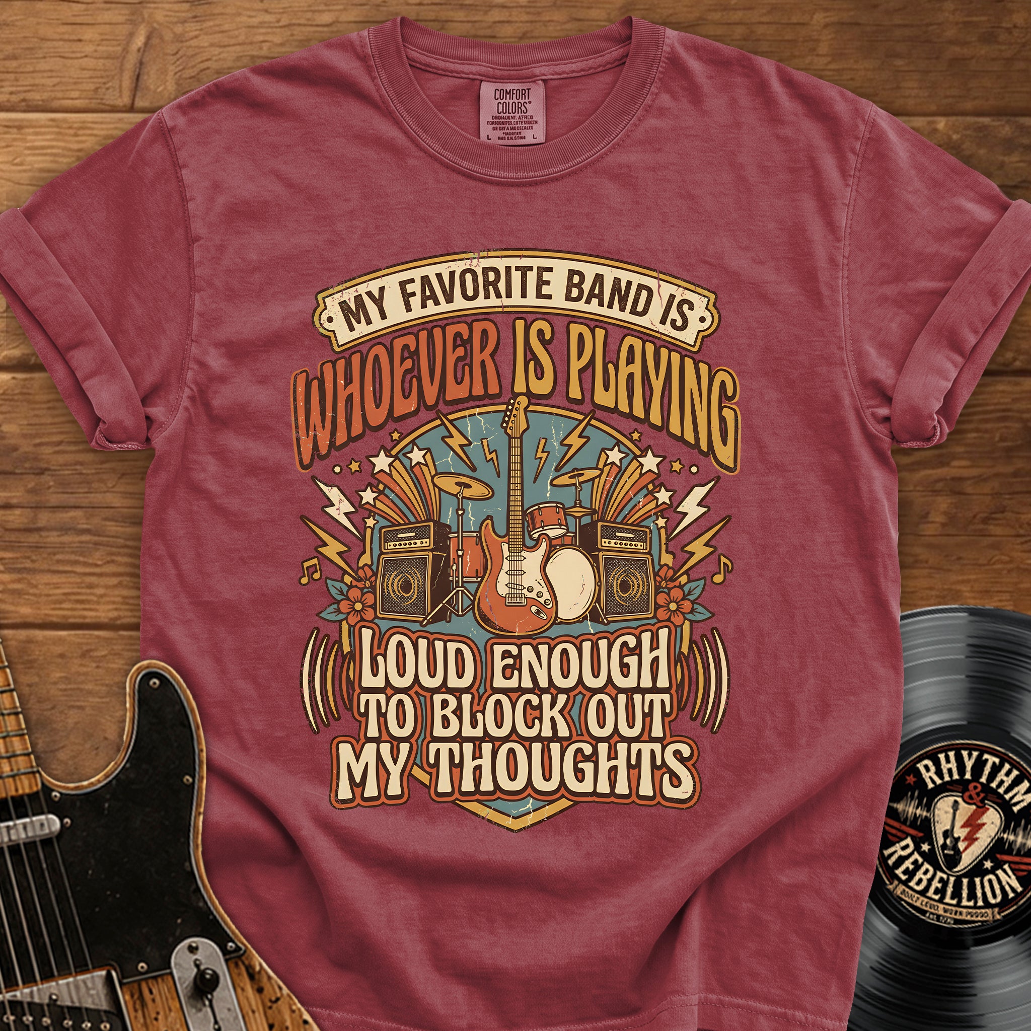 Rock Band T-Shirt — "My Favorite Band Is Whoever Is Playing" Vintage Concert Tee