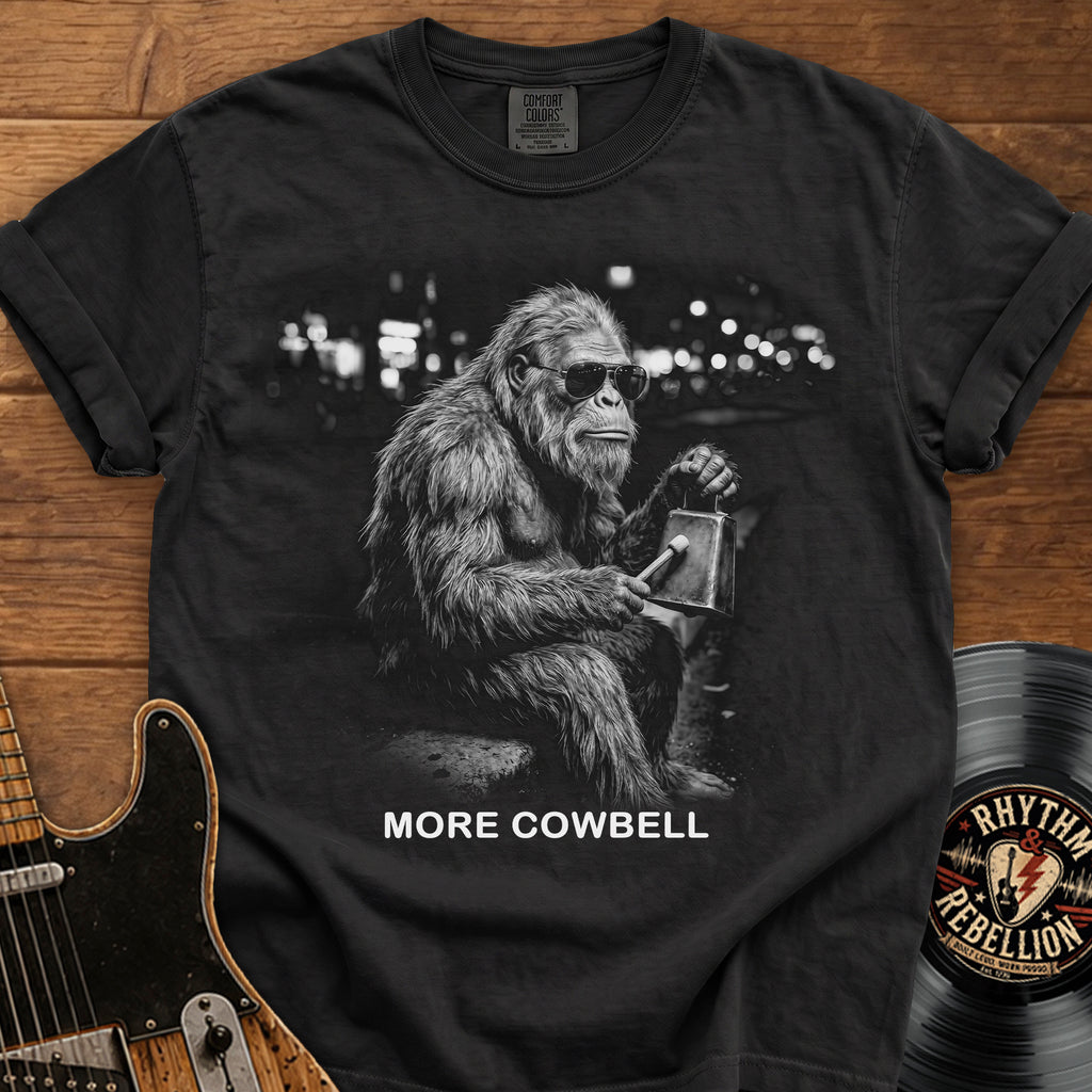 More Cowbell Bigfoot T-Shirt — Funny Graphic Tee