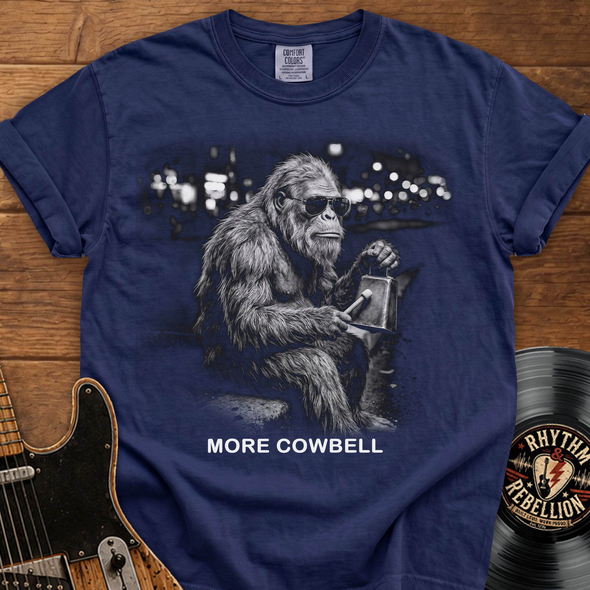 More Cowbell Bigfoot T-Shirt — Funny Graphic Tee
