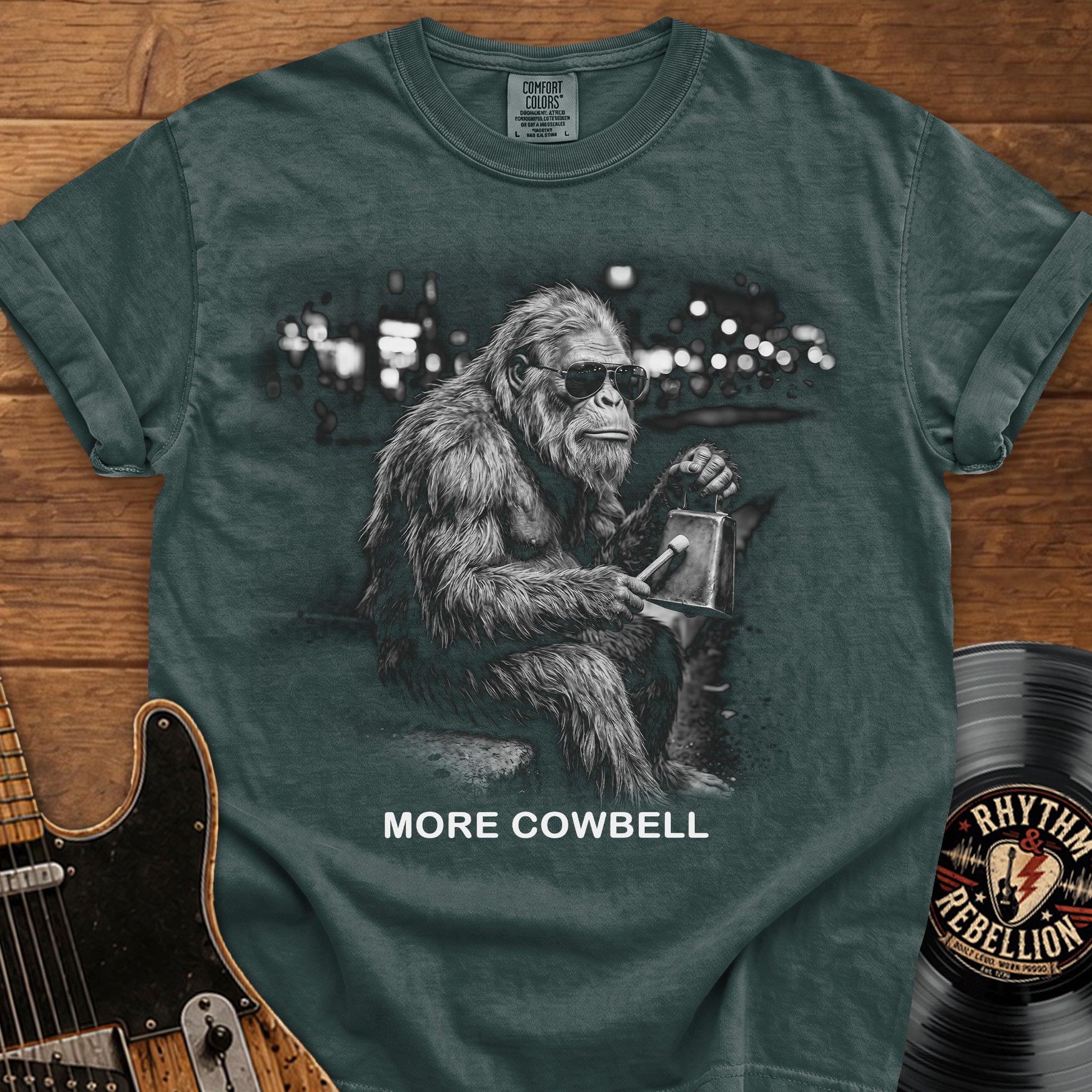 More Cowbell Bigfoot T-Shirt — Funny Graphic Tee
