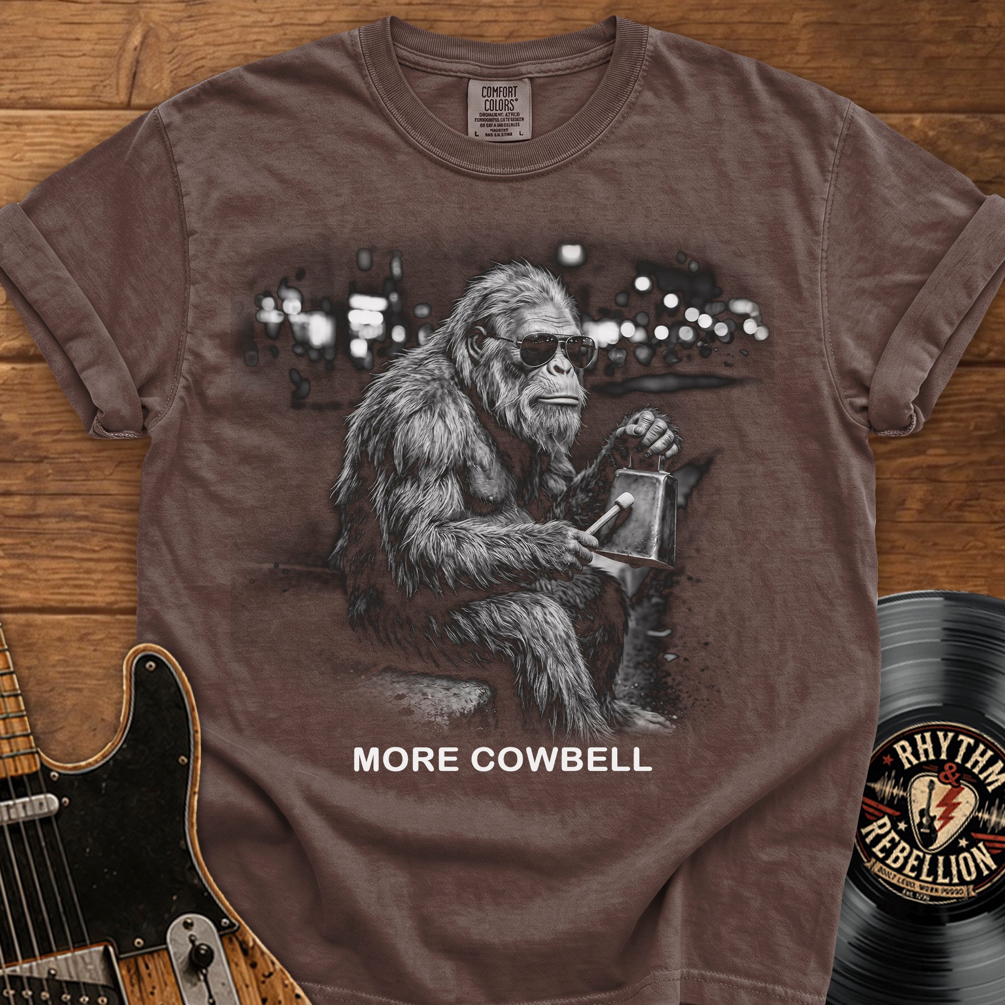 More Cowbell Bigfoot T-Shirt — Funny Graphic Tee