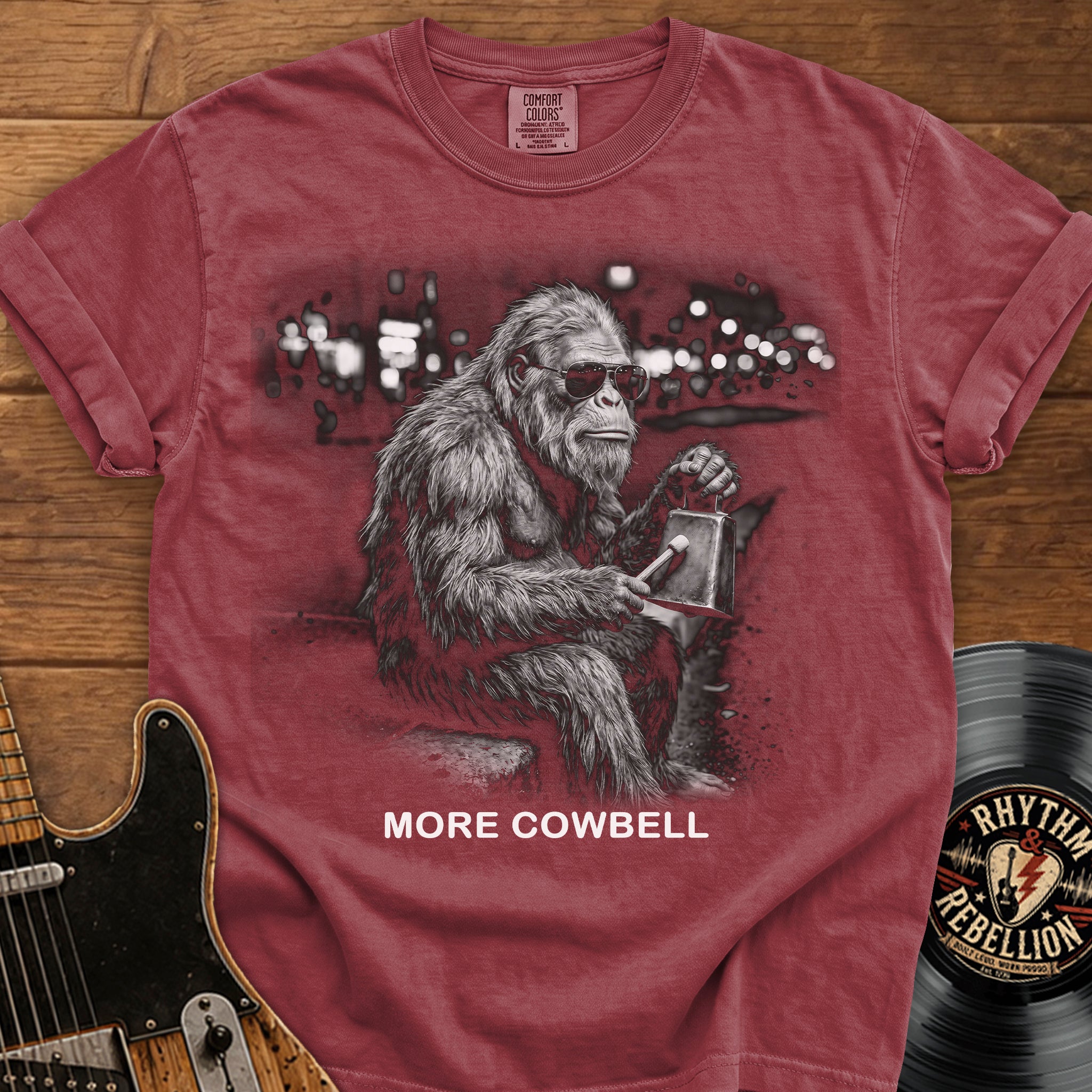 More Cowbell Bigfoot T-Shirt — Funny Graphic Tee