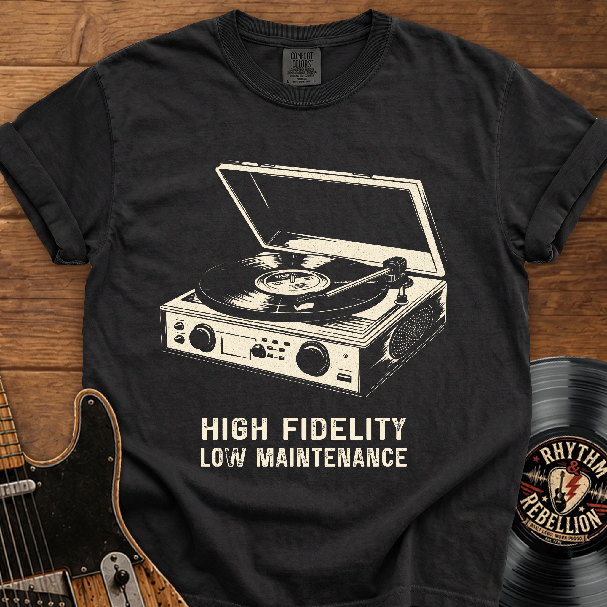 High Fidelity Vintage Record Player T‑Shirt Retro Music Tee