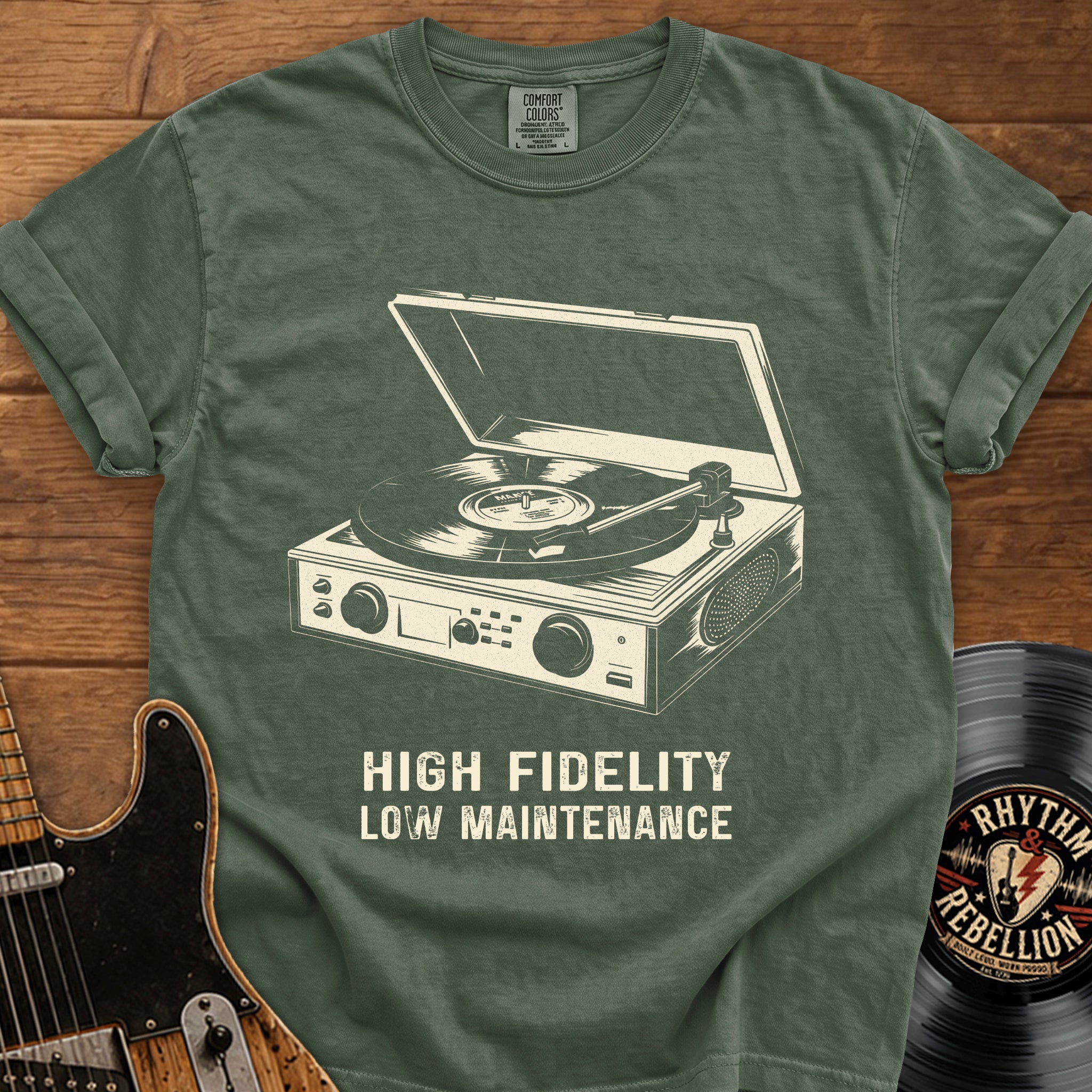 High Fidelity Vintage Record Player T‑Shirt Retro Music Tee