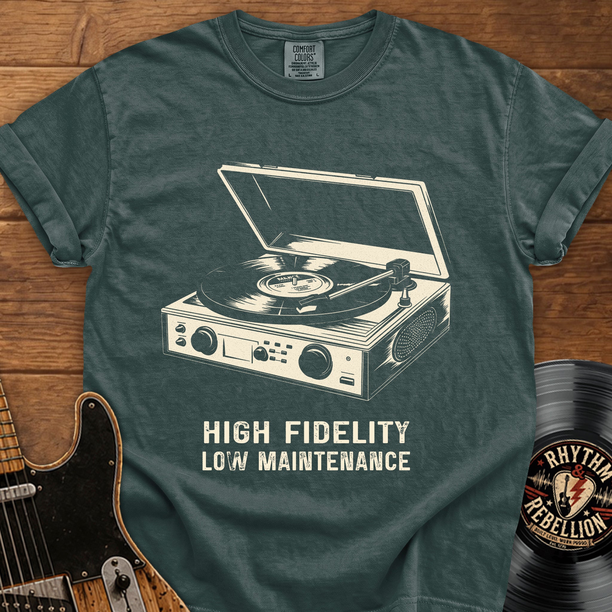 High Fidelity Vintage Record Player T‑Shirt Retro Music Tee